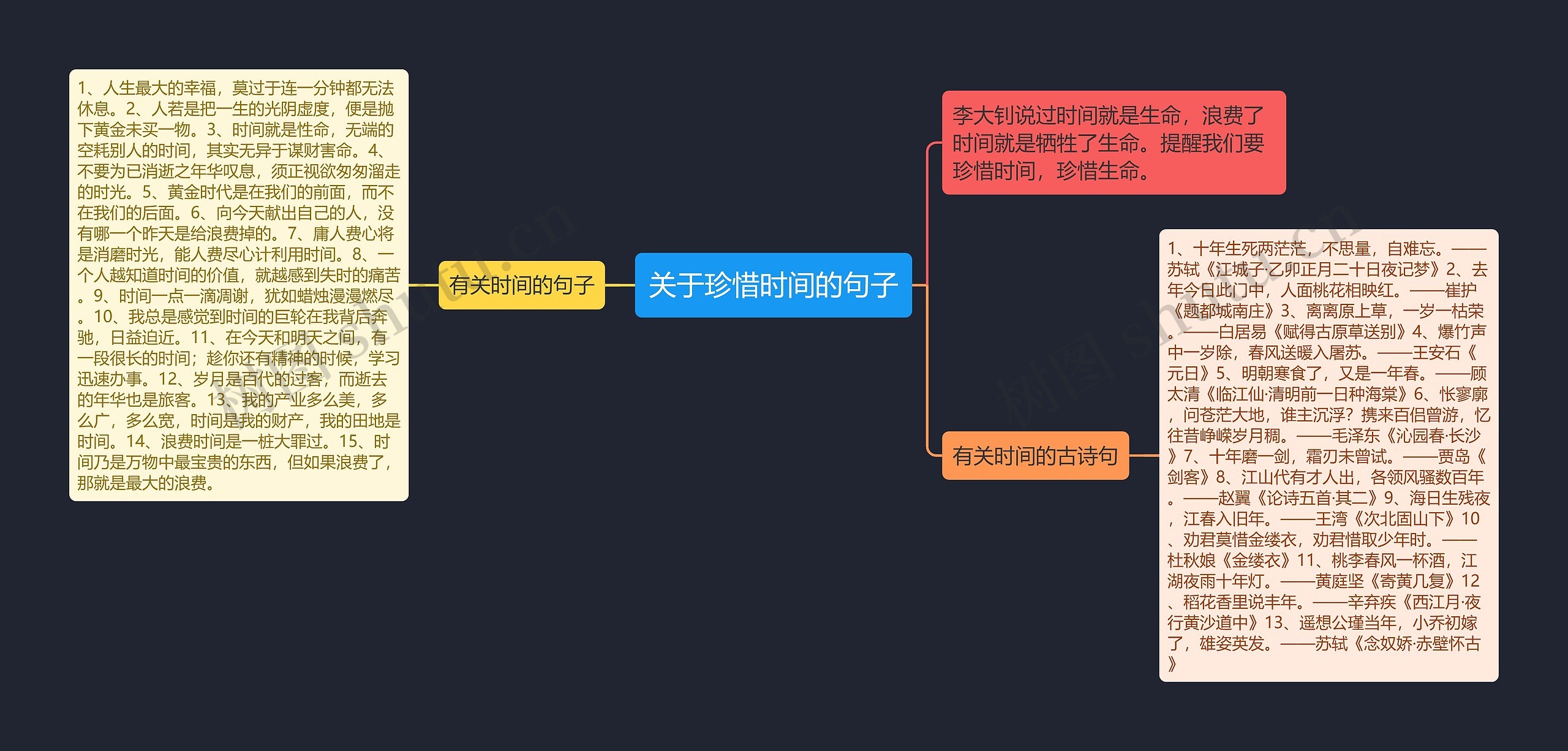 关于珍惜时间的句子思维导图