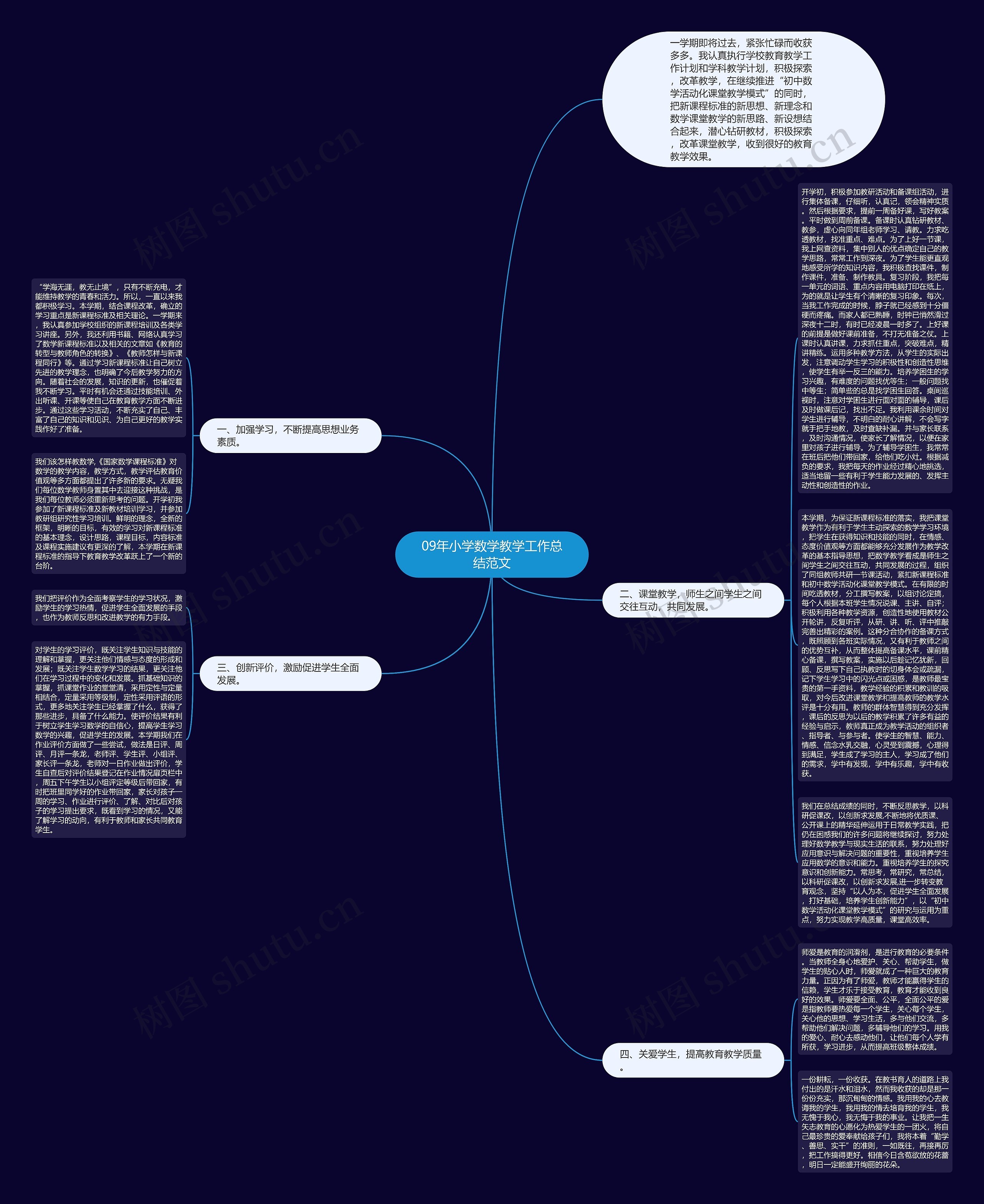 09年小学数学教学工作总结范文思维导图