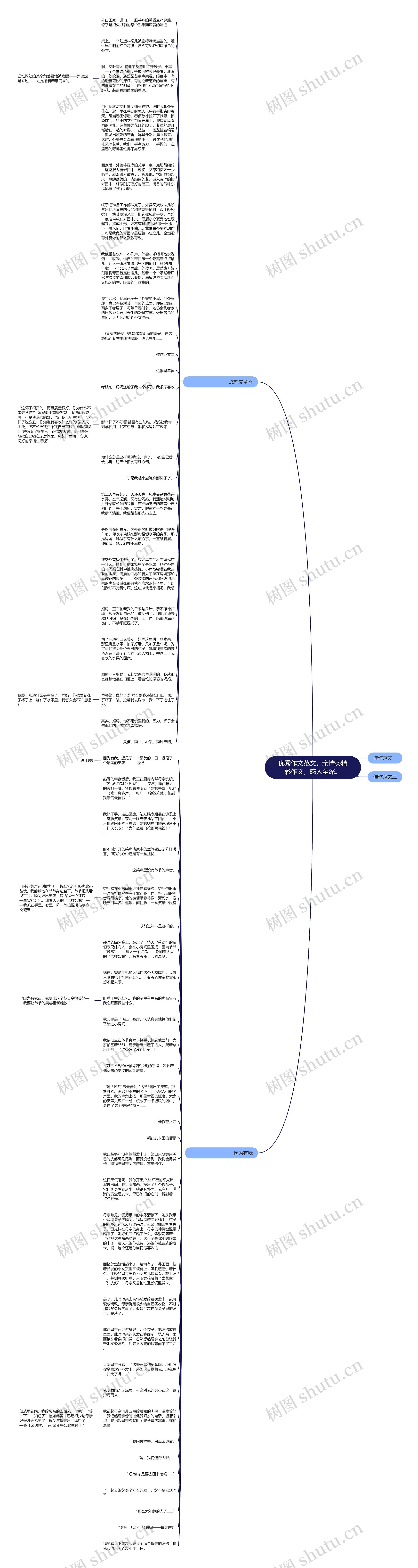 优秀作文范文，亲情类精彩作文，感人至深。思维导图