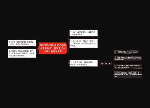 2018教师资格考试幼儿综合素质考点：科学之光——古代的医学成就