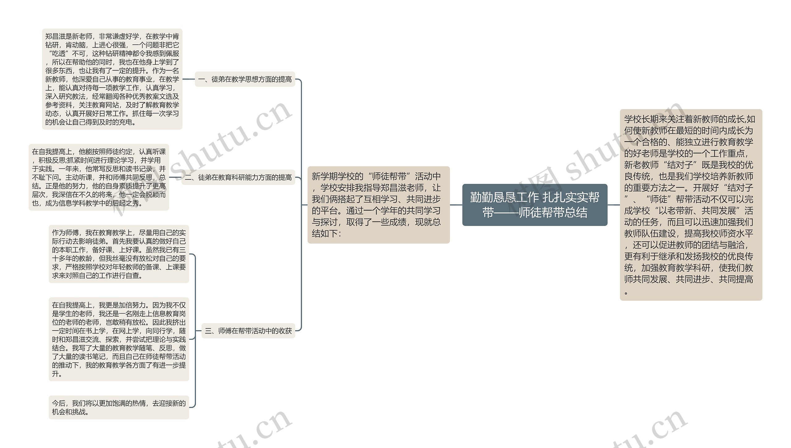 勤勤恳恳工作 扎扎实实帮带——师徒帮带总结思维导图