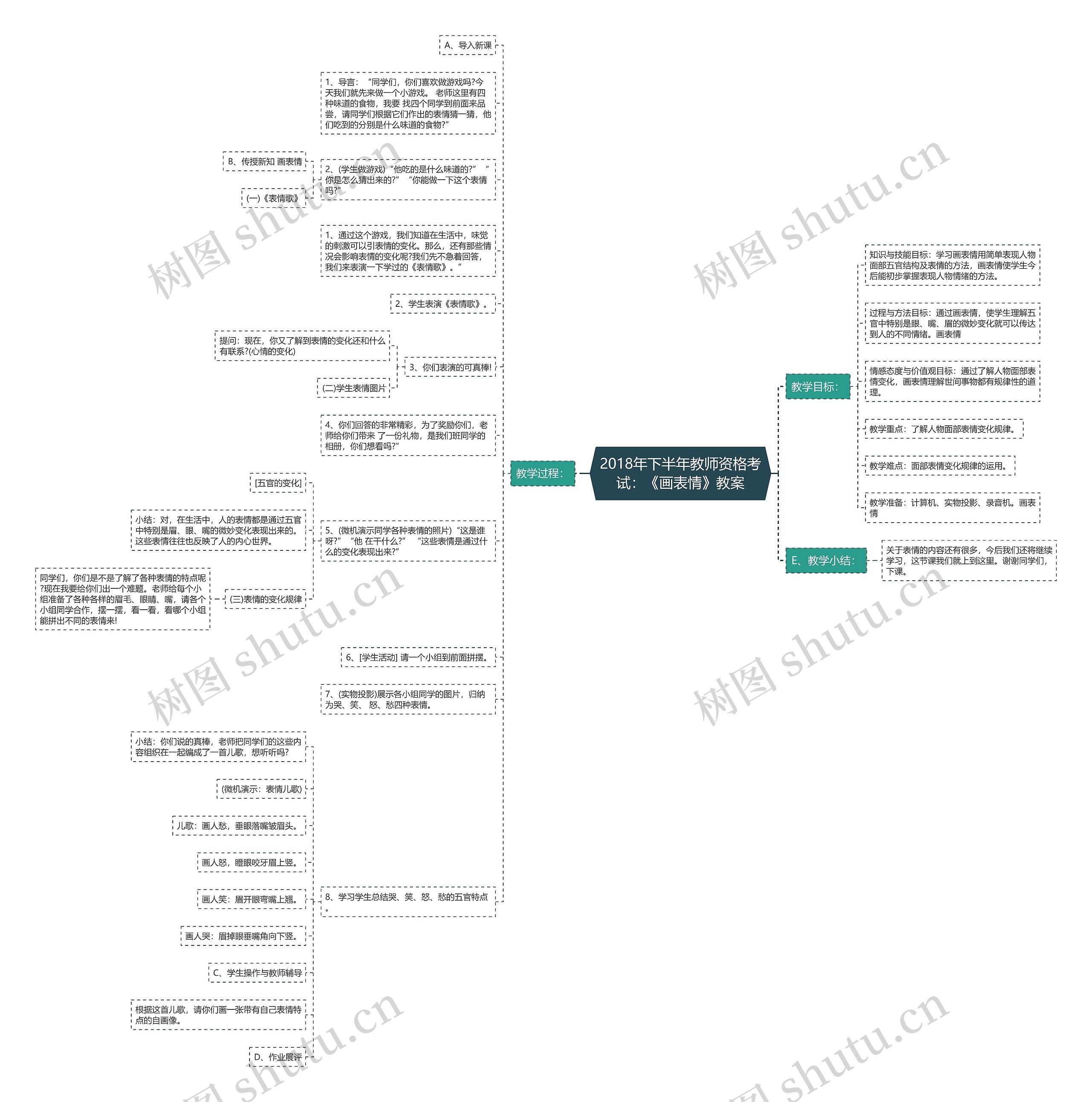 2018年下半年教师资格考试：《画表情》教案思维导图