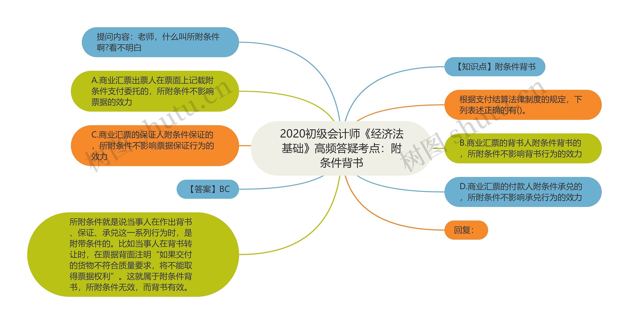 2020初级会计师《经济法基础》高频答疑考点：附条件背书思维导图