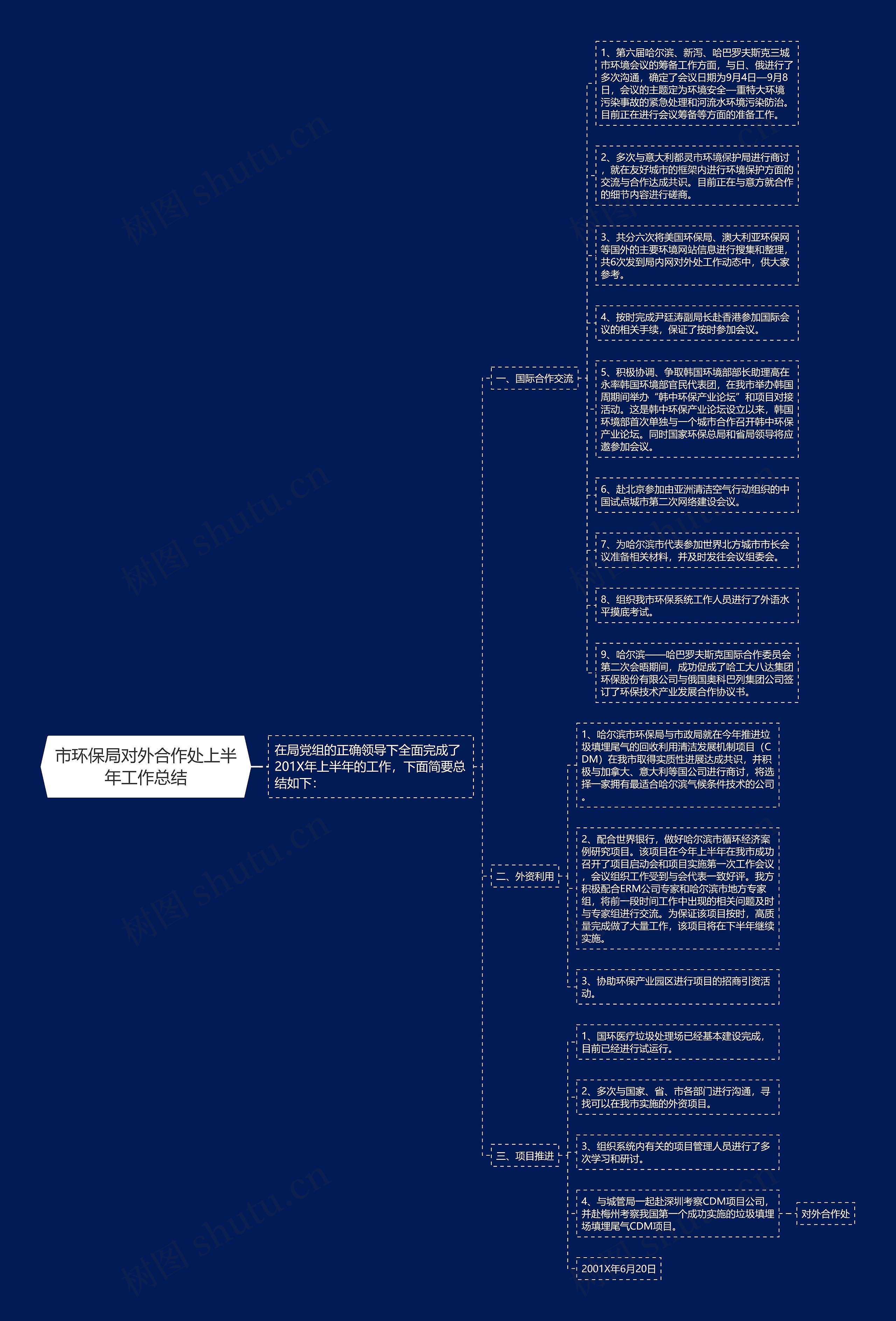 市环保局对外合作处上半年工作总结思维导图