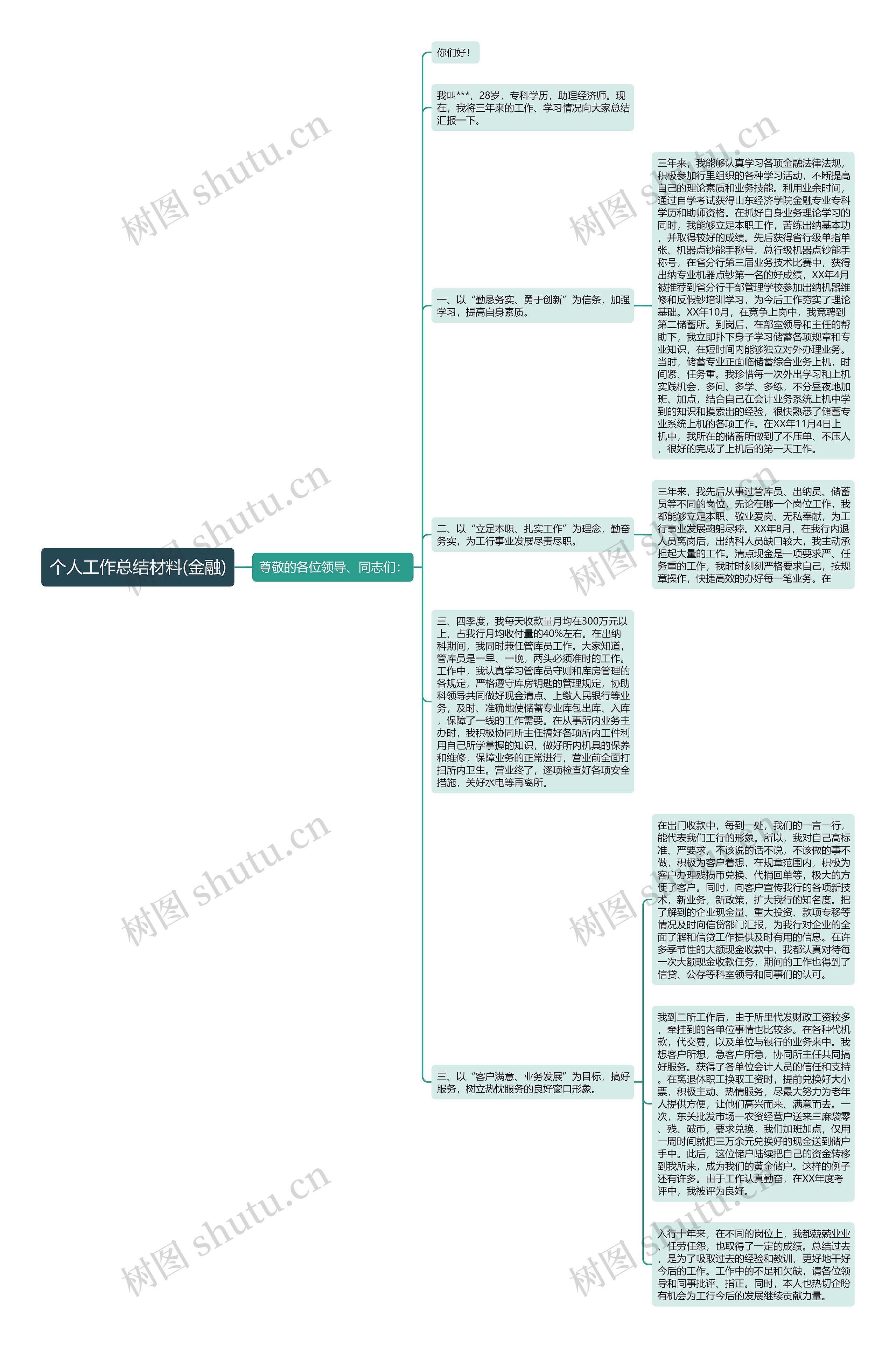 个人工作总结材料(金融)