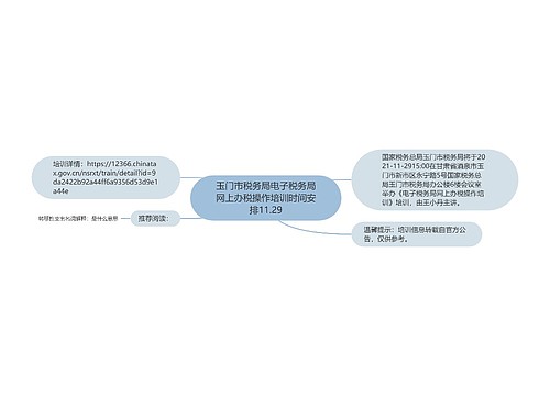 玉门市税务局电子税务局网上办税操作培训时间安排11.29思维导图