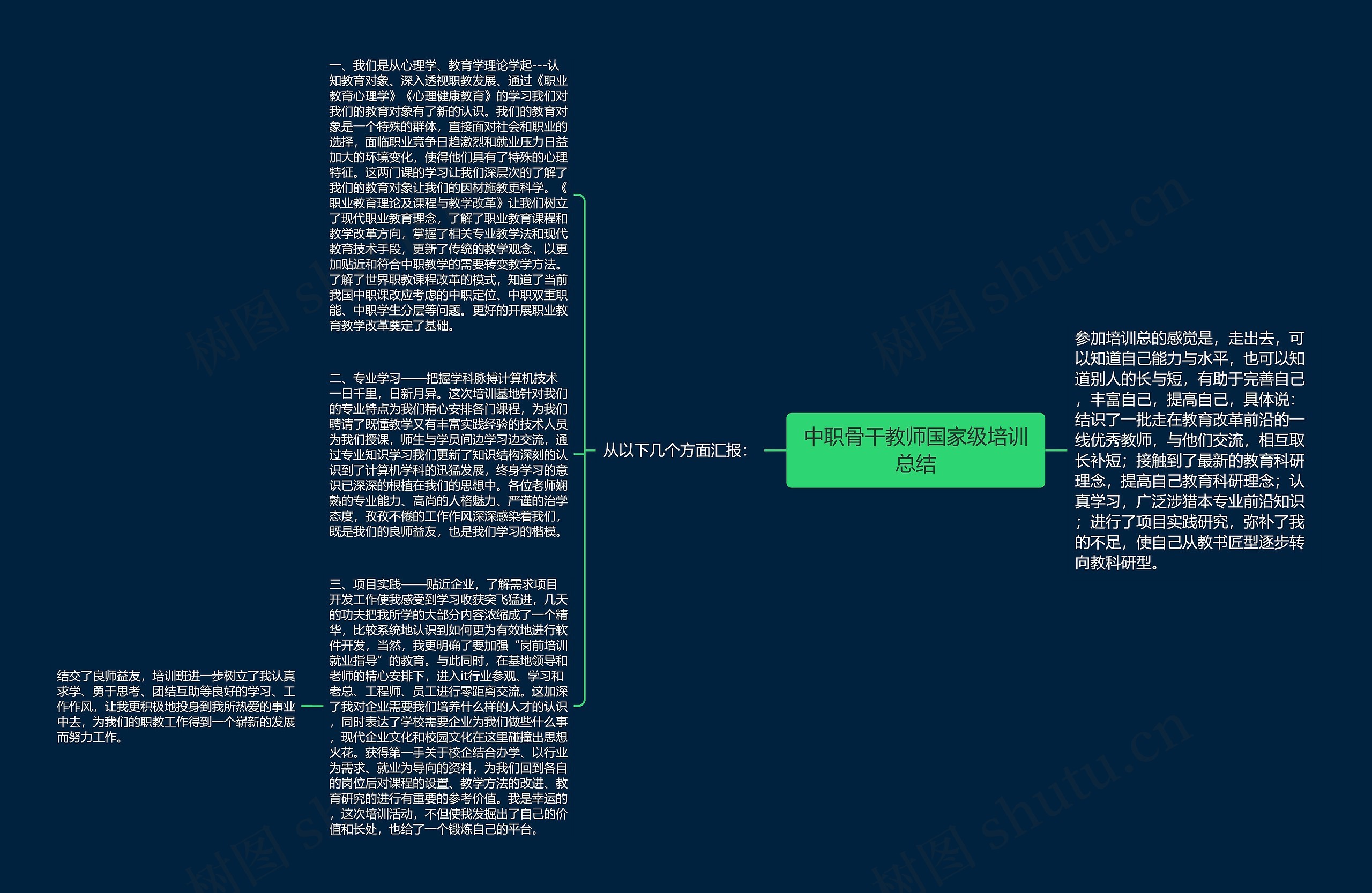 中职骨干教师国家级培训总结思维导图