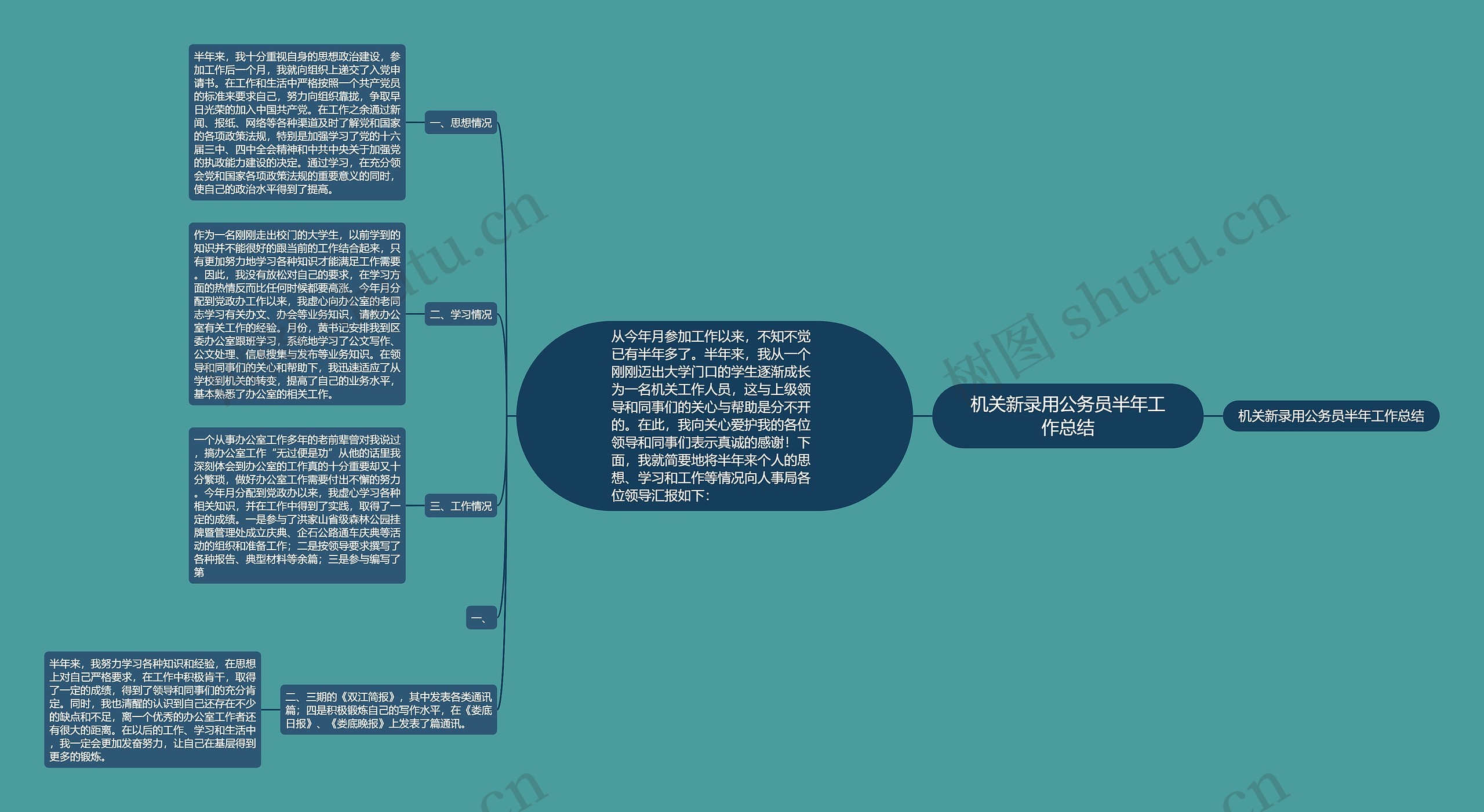 机关新录用公务员半年工作总结思维导图