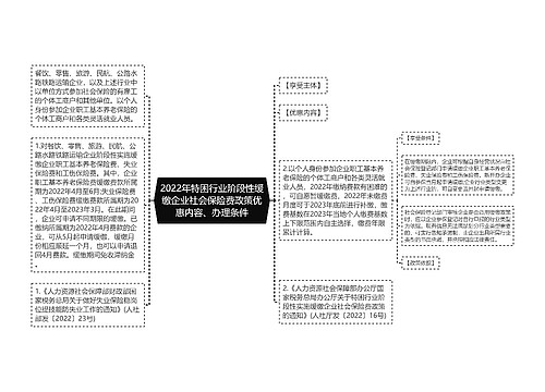 2022年特困行业阶段性缓缴企业社会保险费政策优惠内容、办理条件