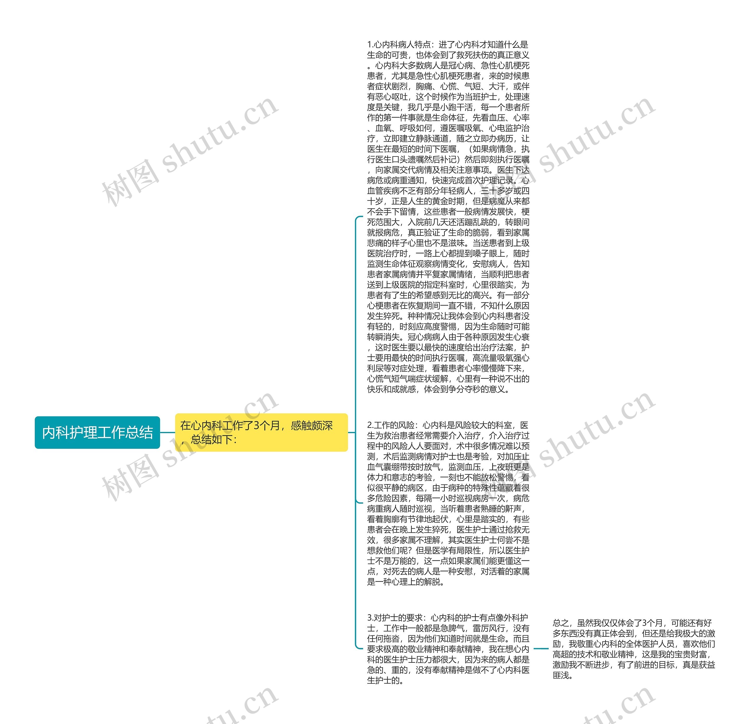 内科护理工作总结思维导图
