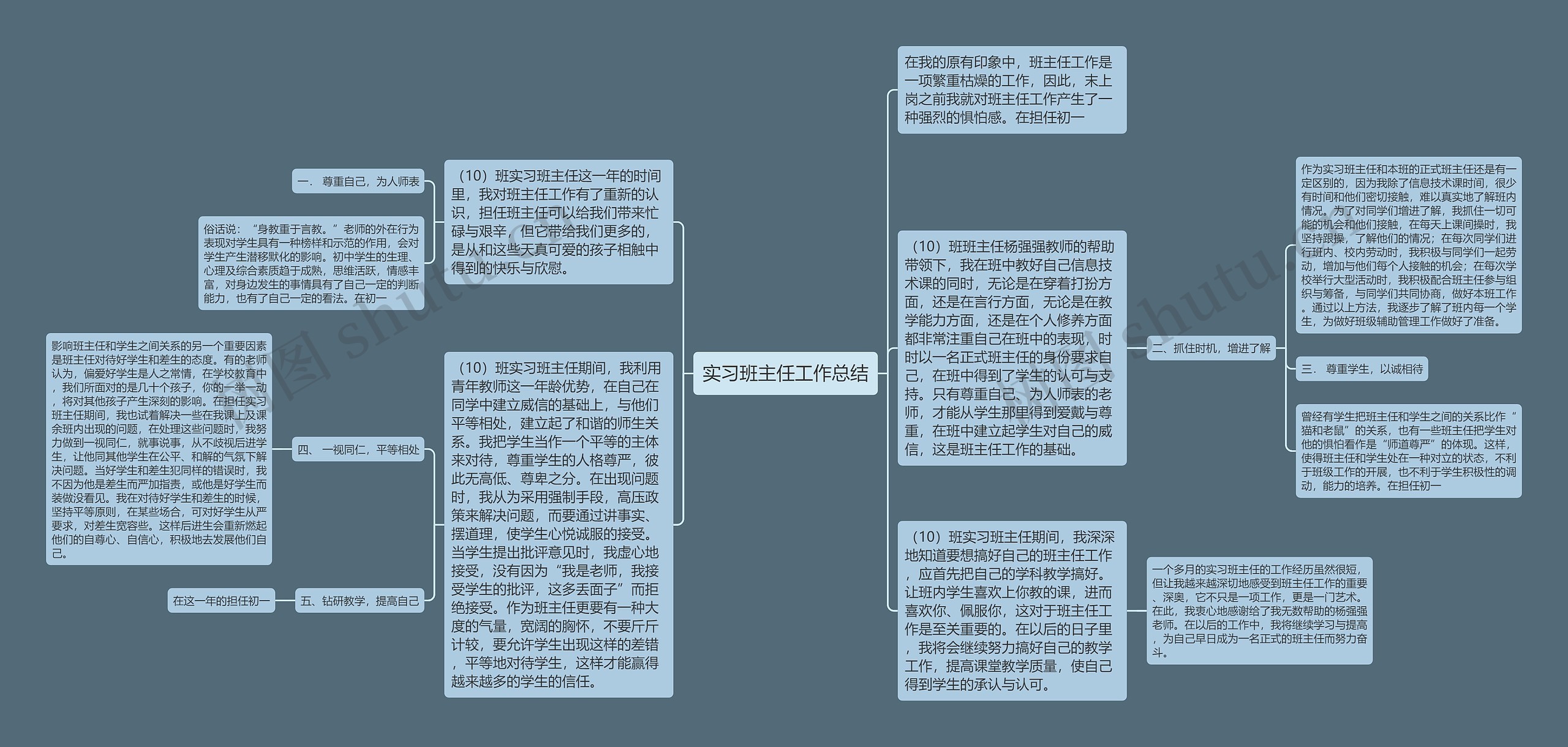 实习班主任工作总结思维导图