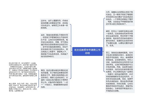 班主任教师半年德育工作总结