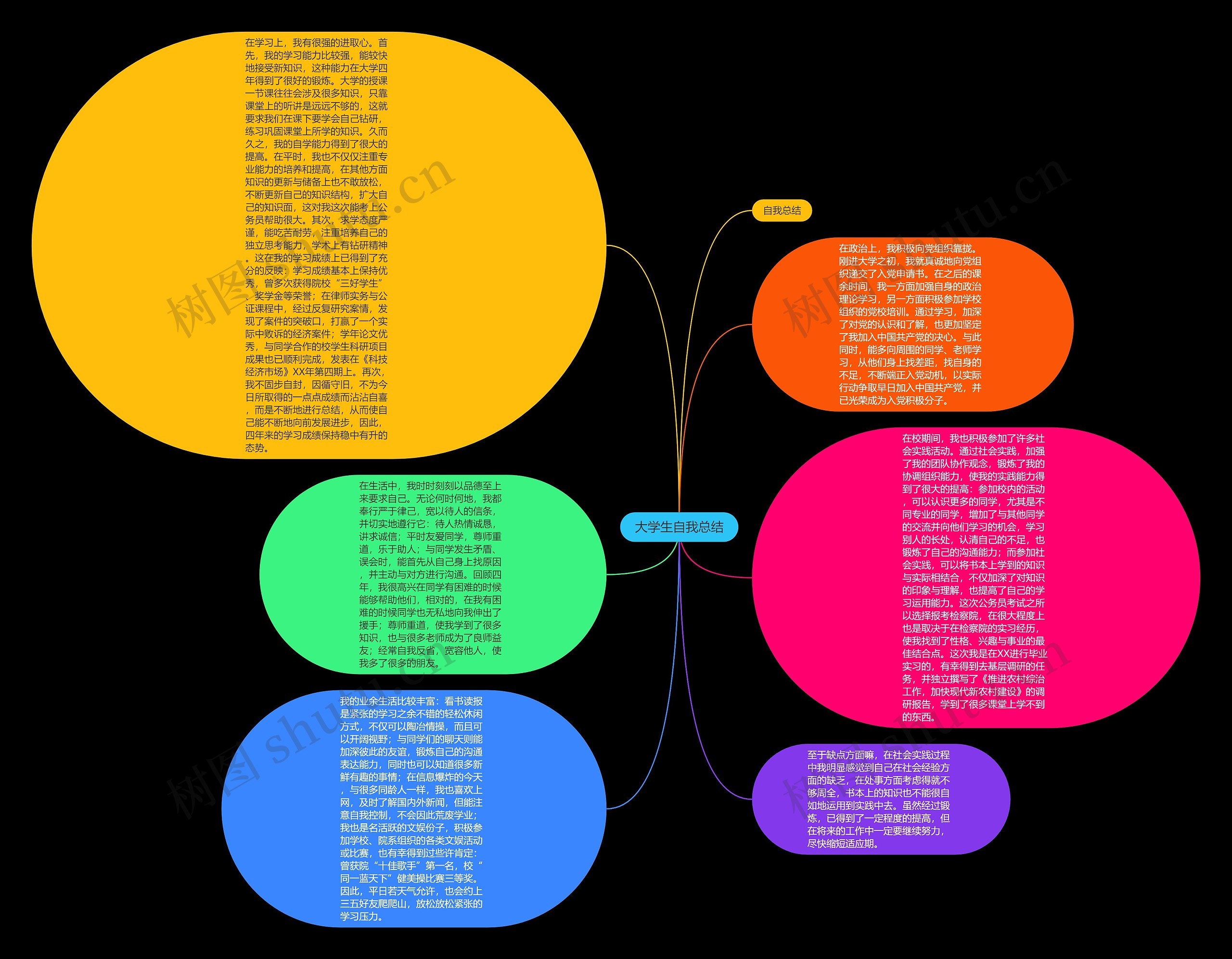 大学生自我总结思维导图
