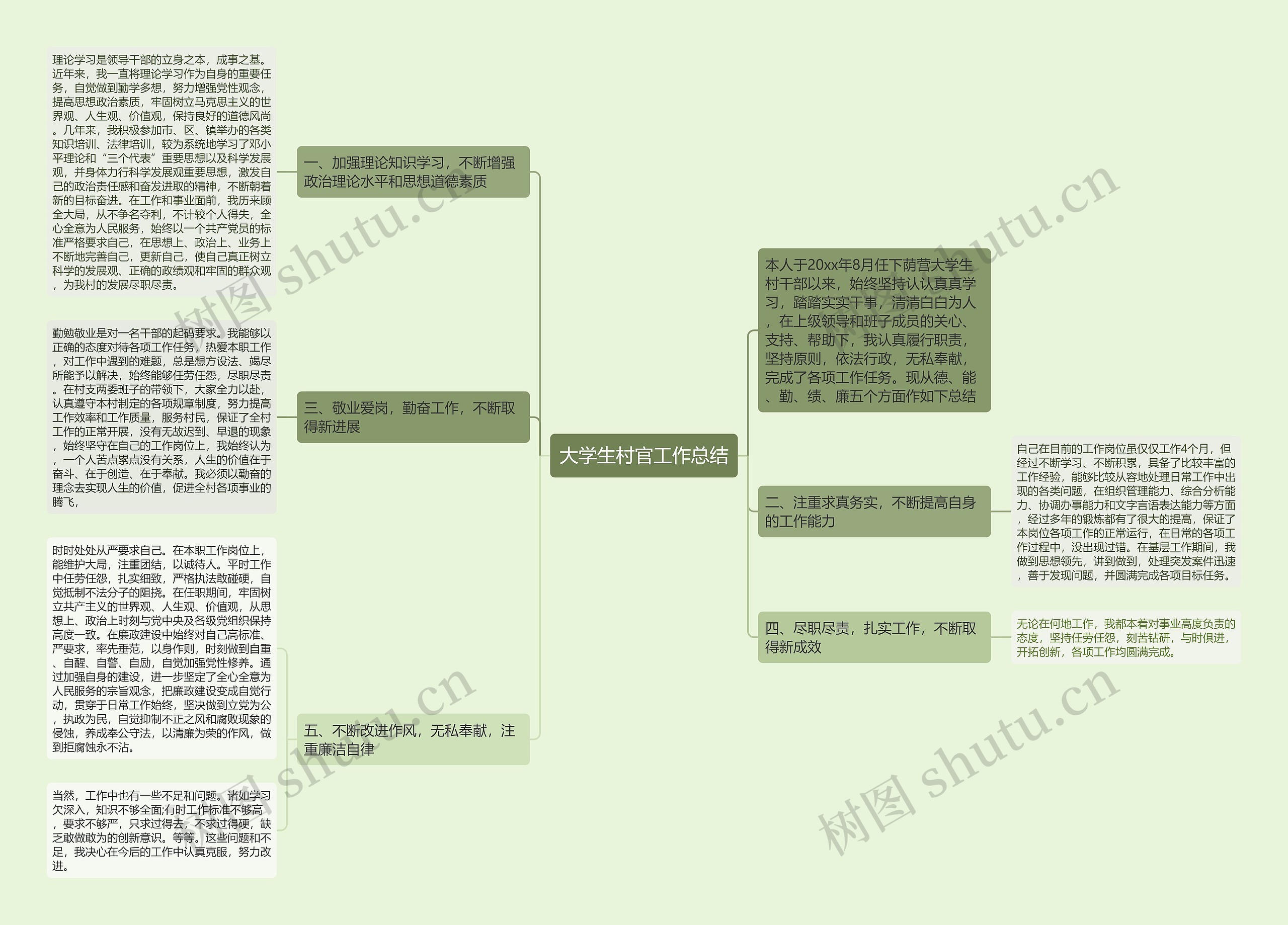 大学生村官工作总结思维导图