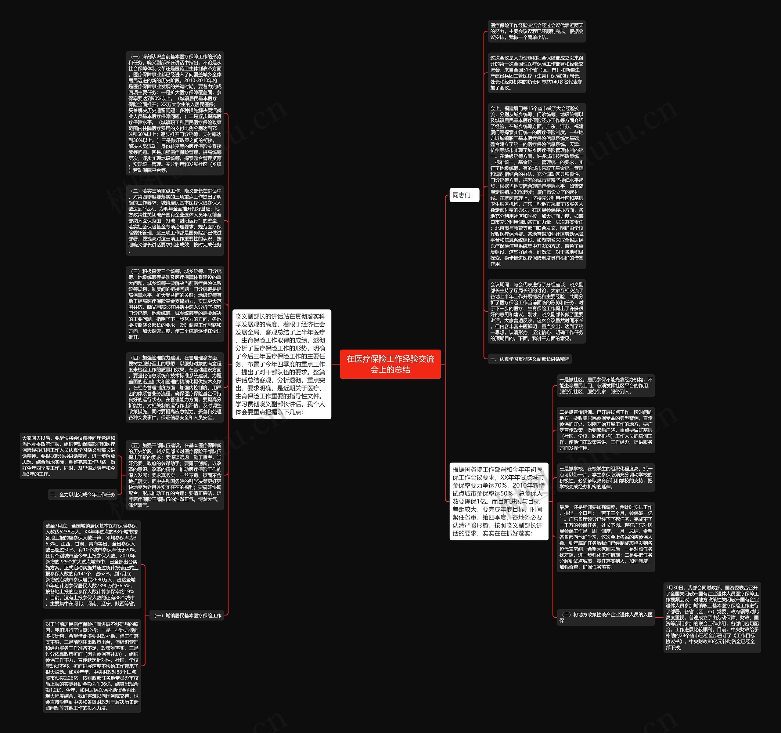 在医疗保险工作经验交流会上的总结思维导图