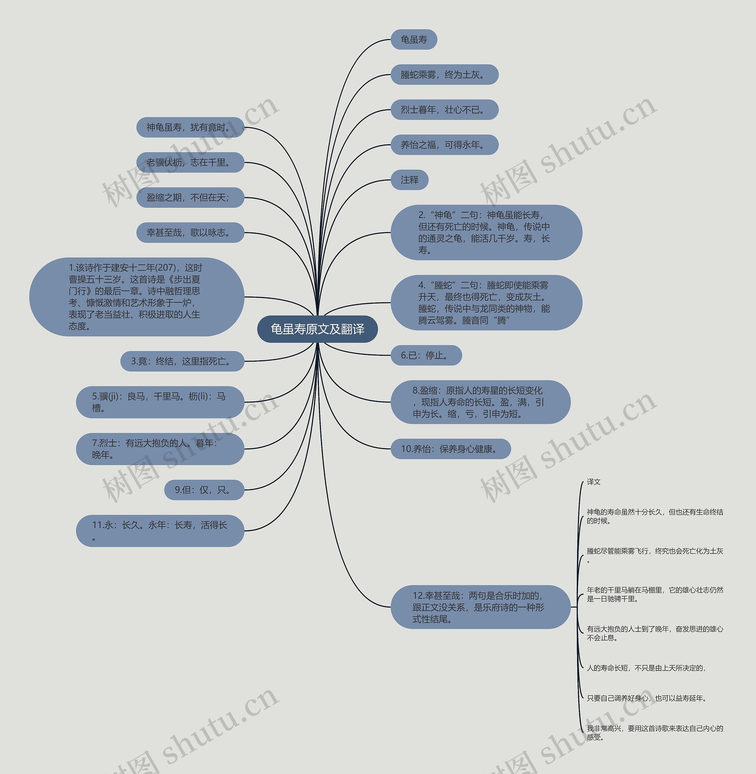龟虽寿原文及翻译思维导图