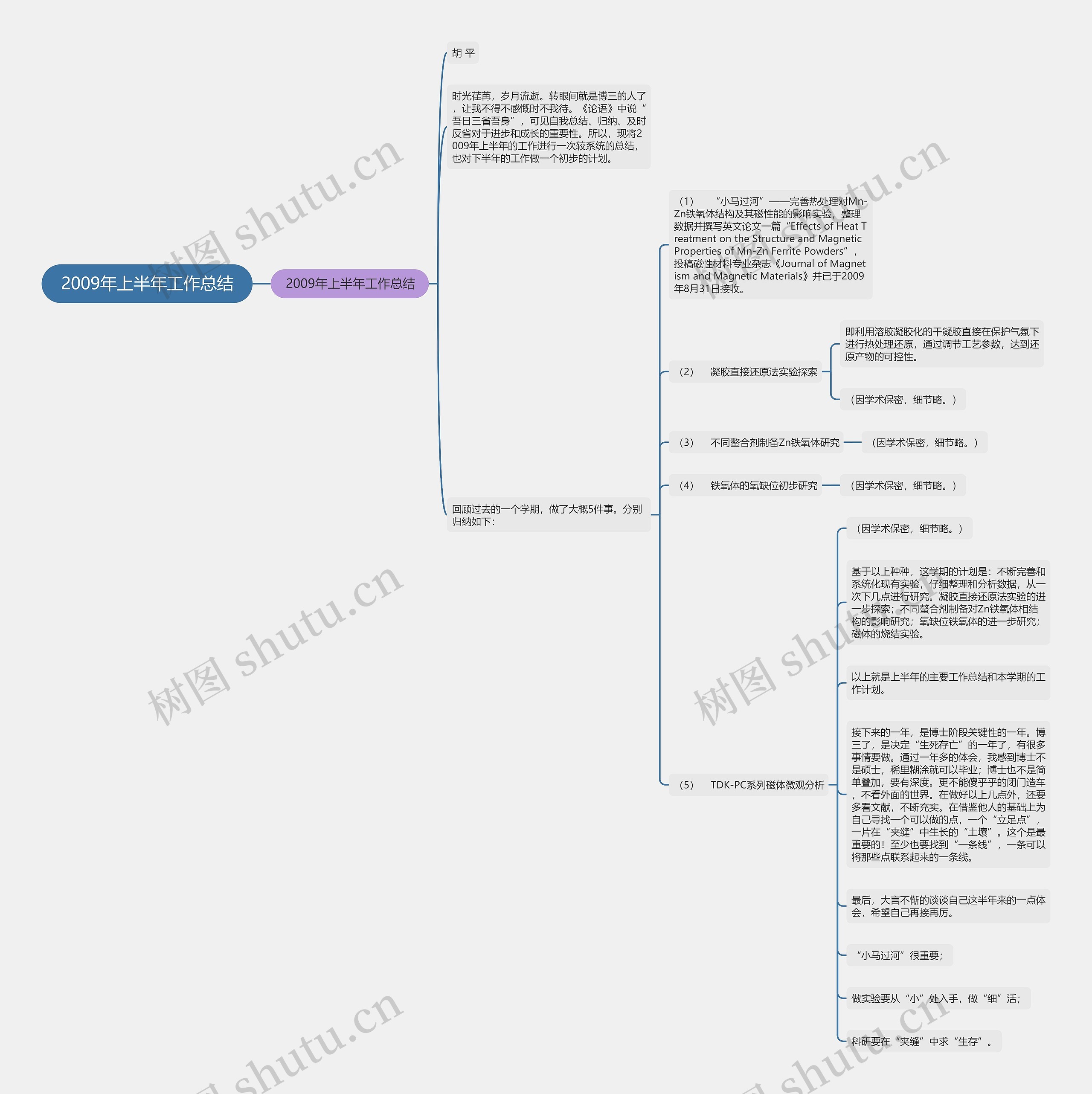 2009年上半年工作总结思维导图