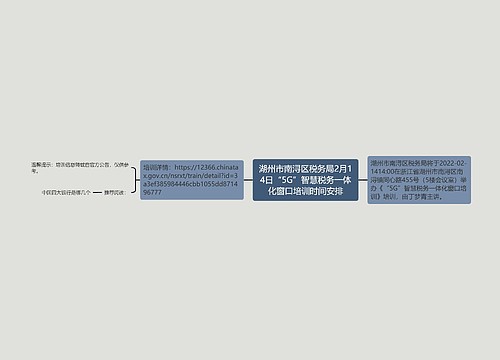 湖州市南浔区税务局2月14日“5G”智慧税务一体化窗口培训时间安排