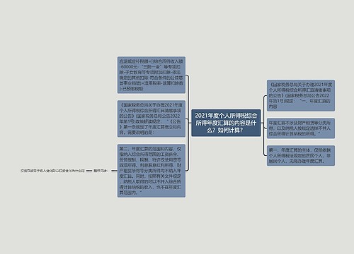 2021年度个人所得税综合所得年度汇算的内容是什么？如何计算？