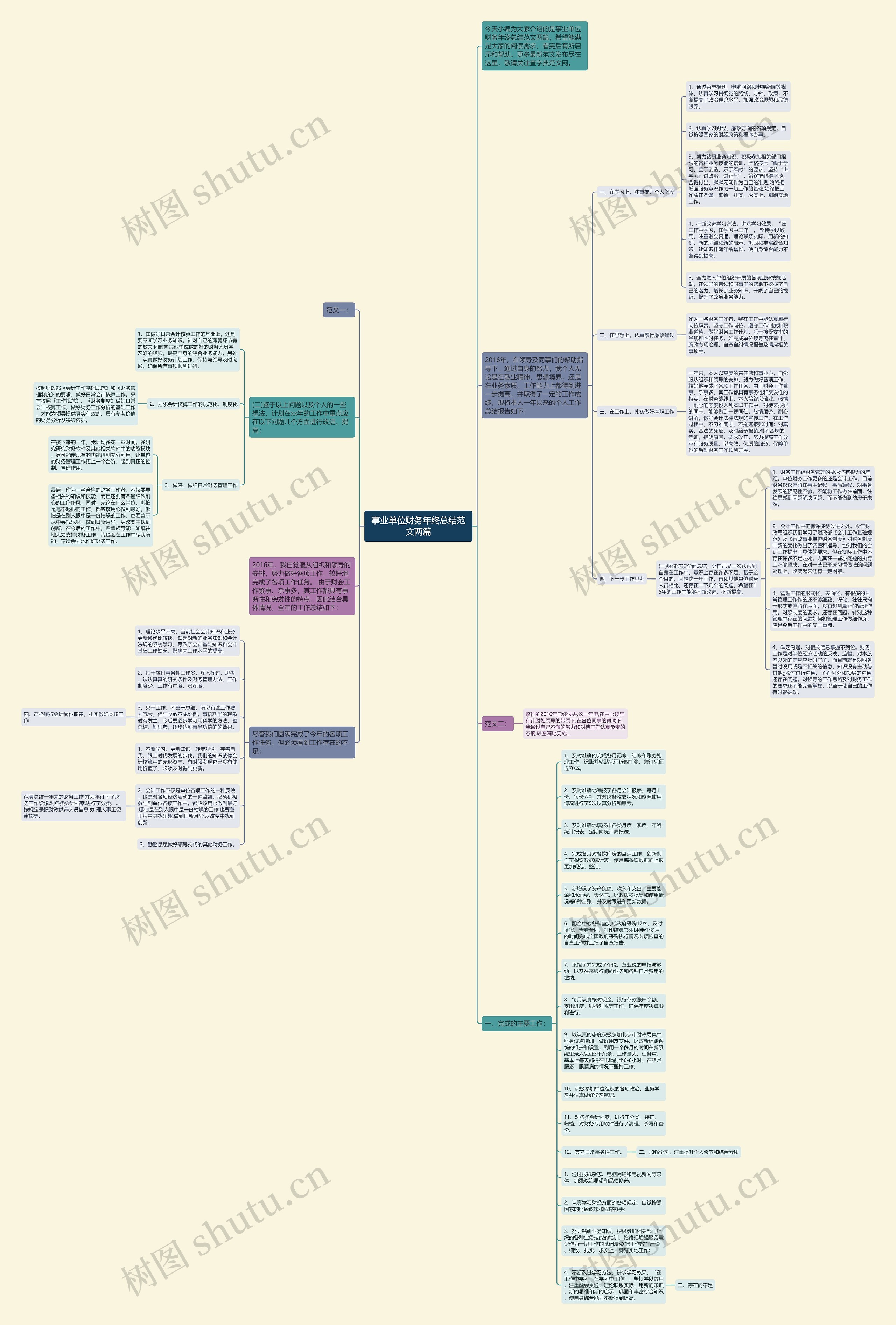 事业单位财务年终总结范文两篇思维导图