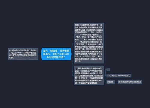 加大“制造业”等行业留抵退税，纳税人可以自什么时候开始申请？