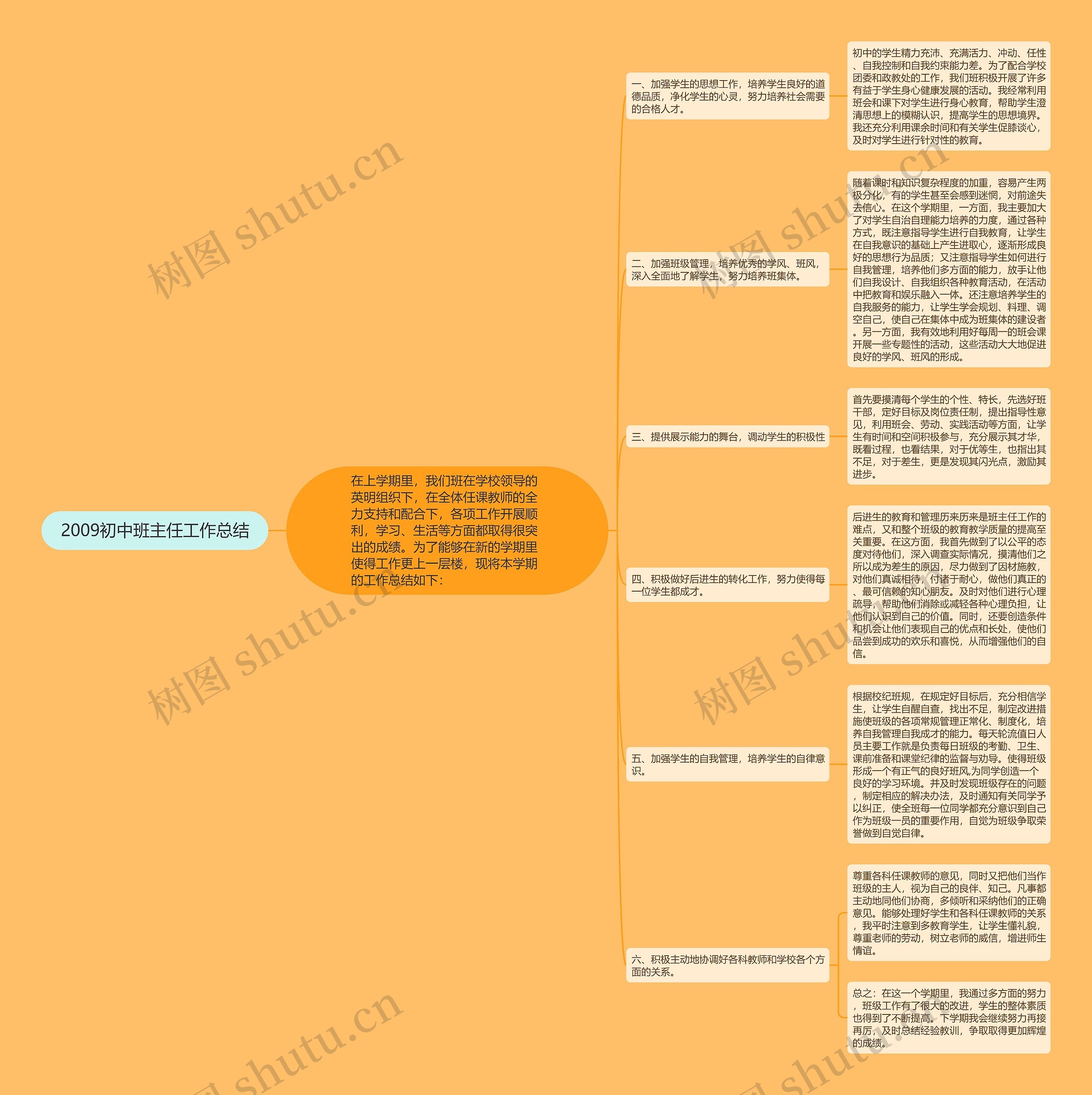 2009初中班主任工作总结思维导图