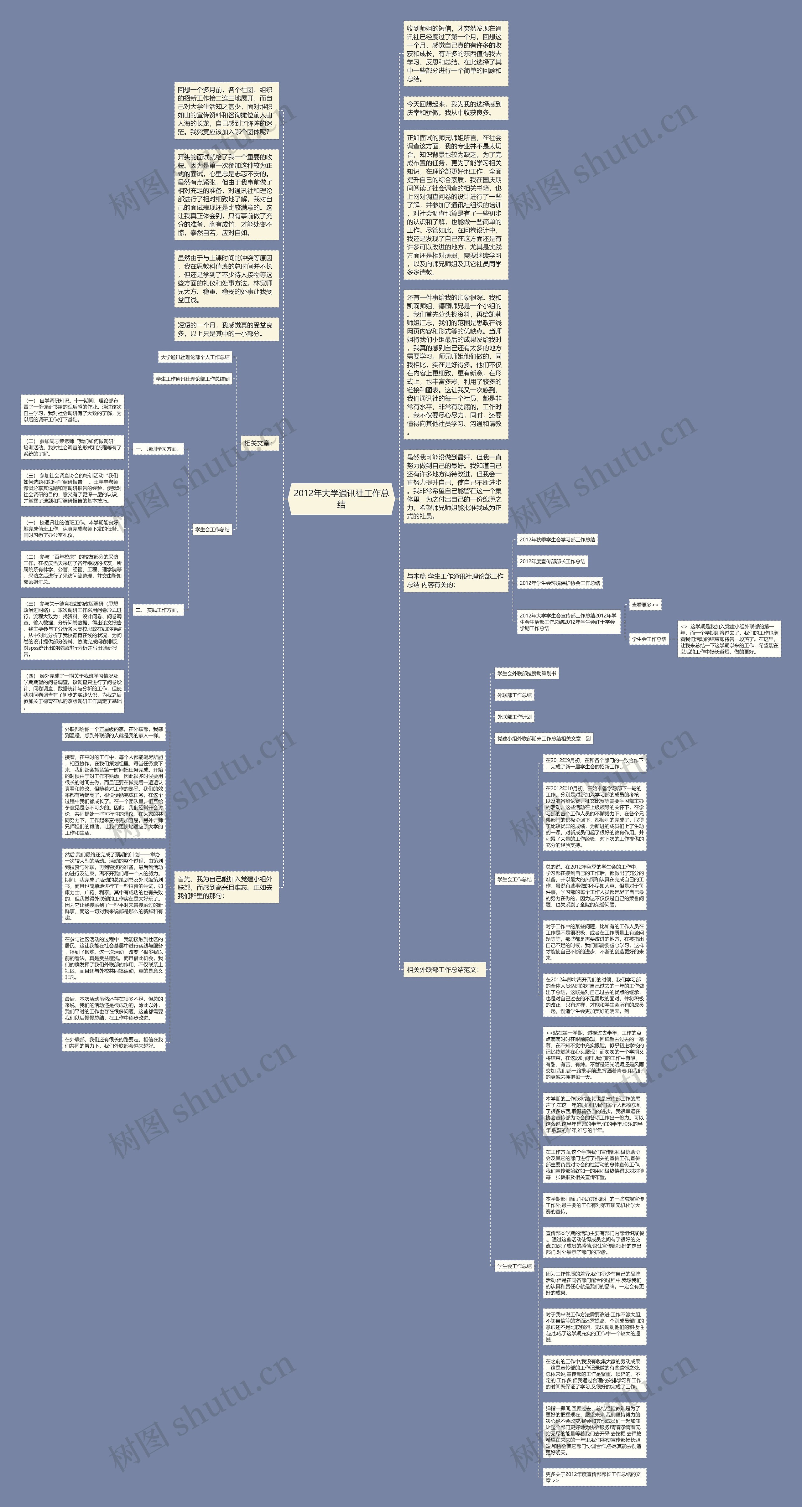 2012年大学通讯社工作总结思维导图