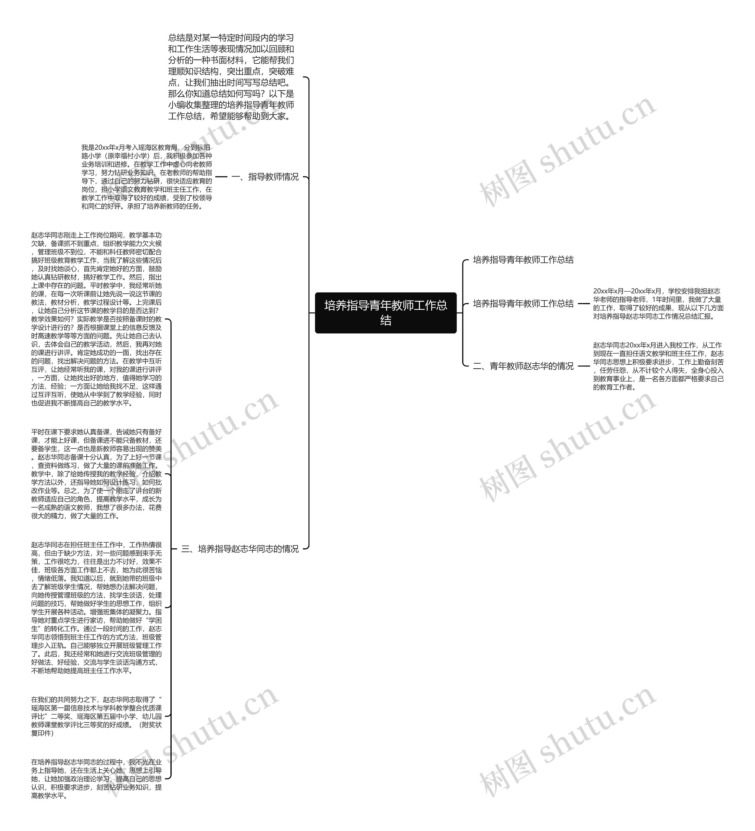 培养指导青年教师工作总结思维导图