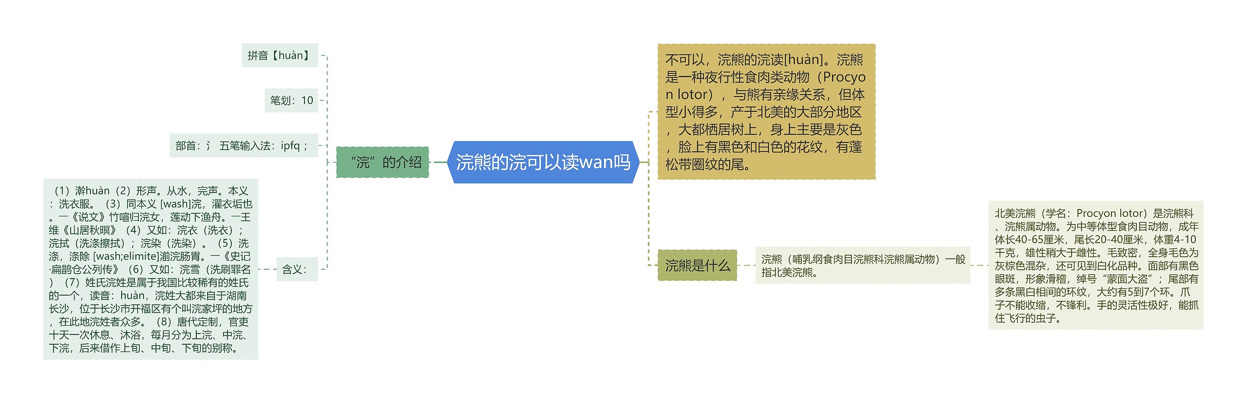 浣熊的浣可以读wan吗思维导图