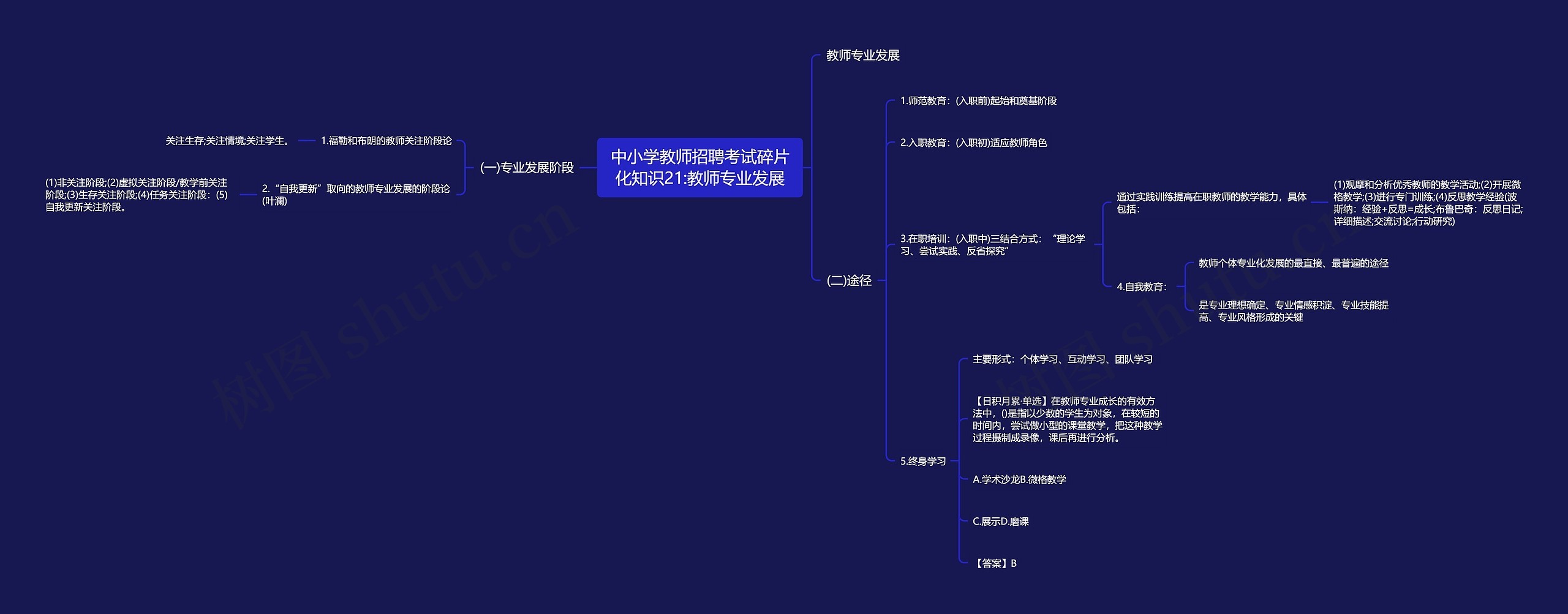 中小学教师招聘考试碎片化知识21:教师专业发展思维导图