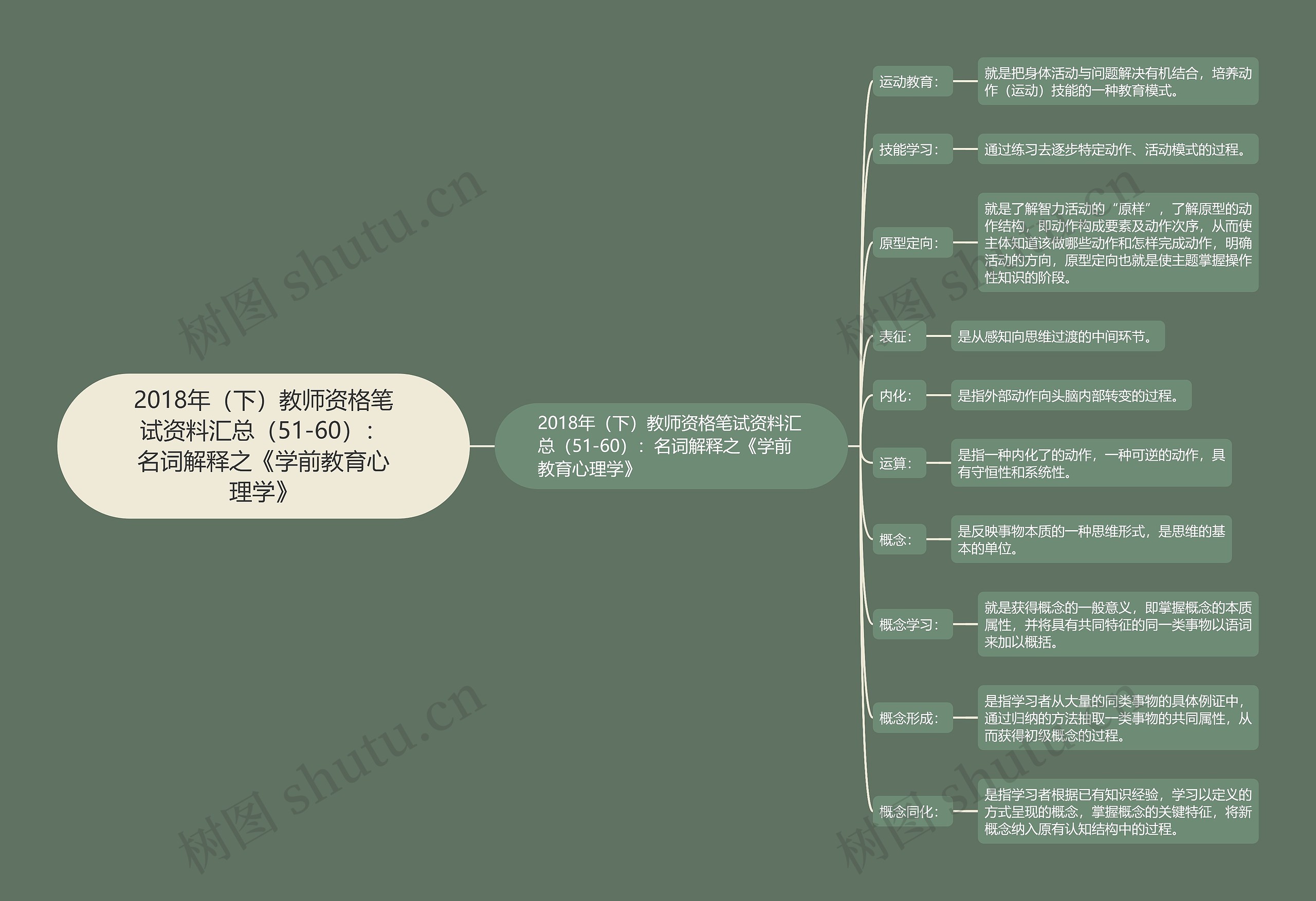 2018年（下）教师资格笔试资料汇总（51-60）：名词解释之《学前教育心理学》思维导图