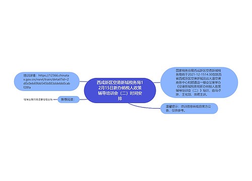 西咸新区空港新城税务局12月15日新办纳税人政策辅导培训会（二）时间安排