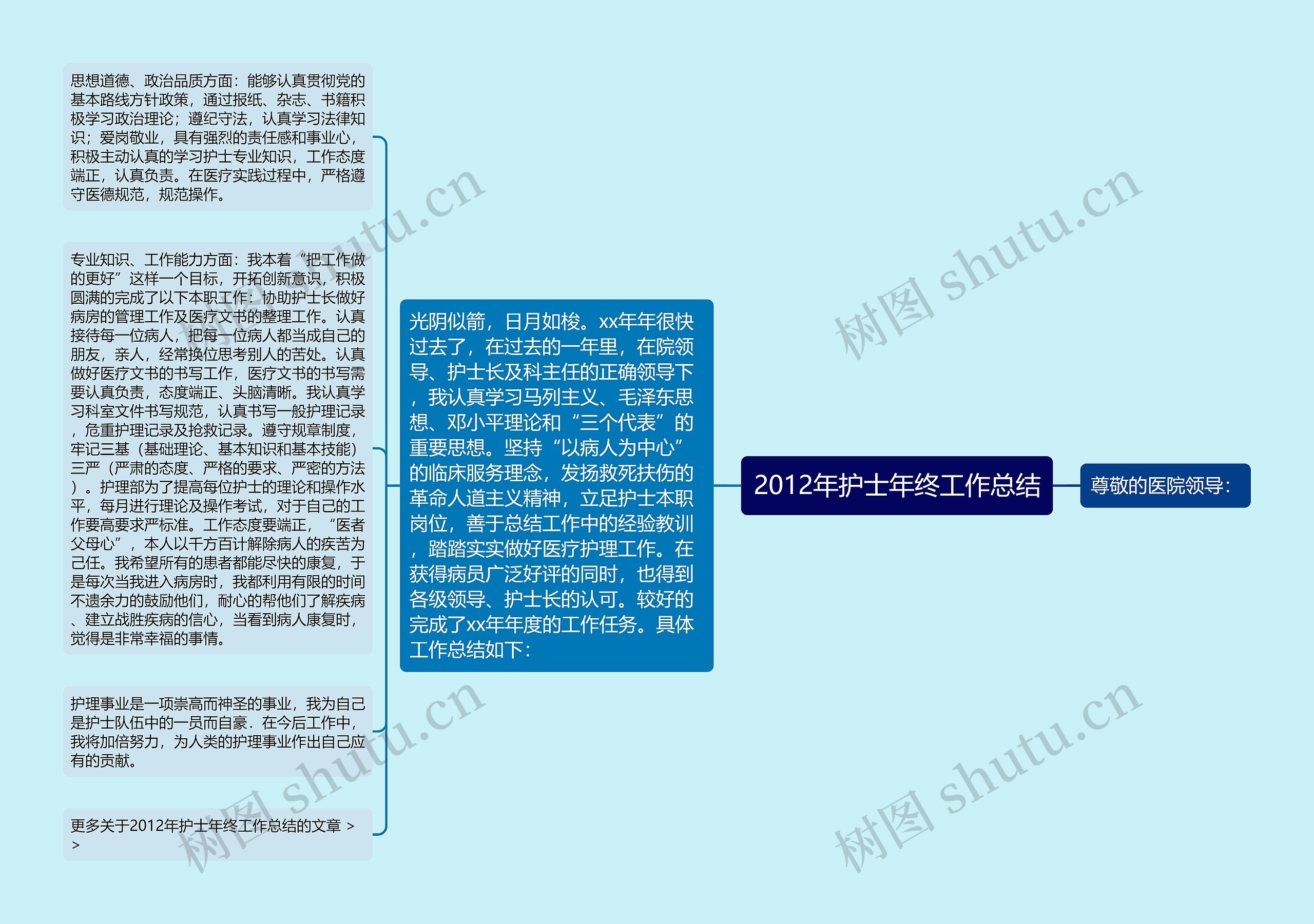 2012年护士年终工作总结思维导图