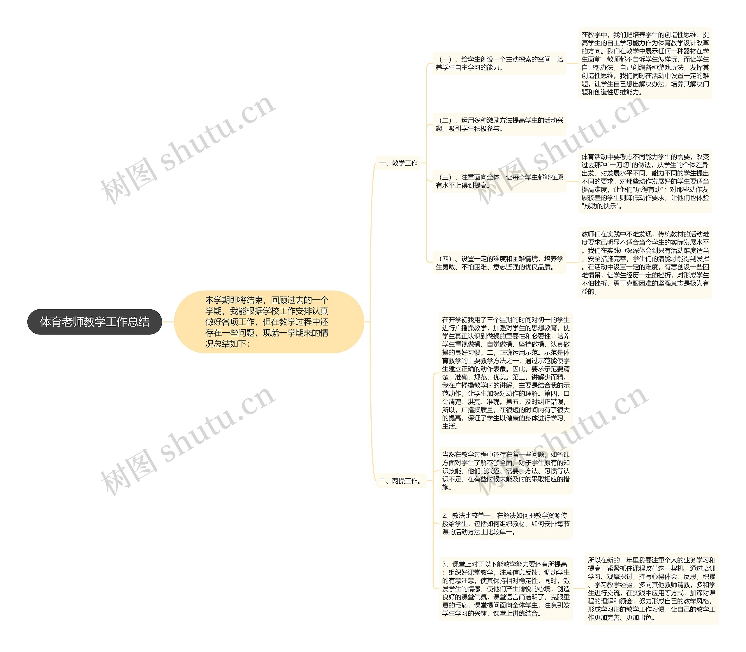 体育老师教学工作总结思维导图