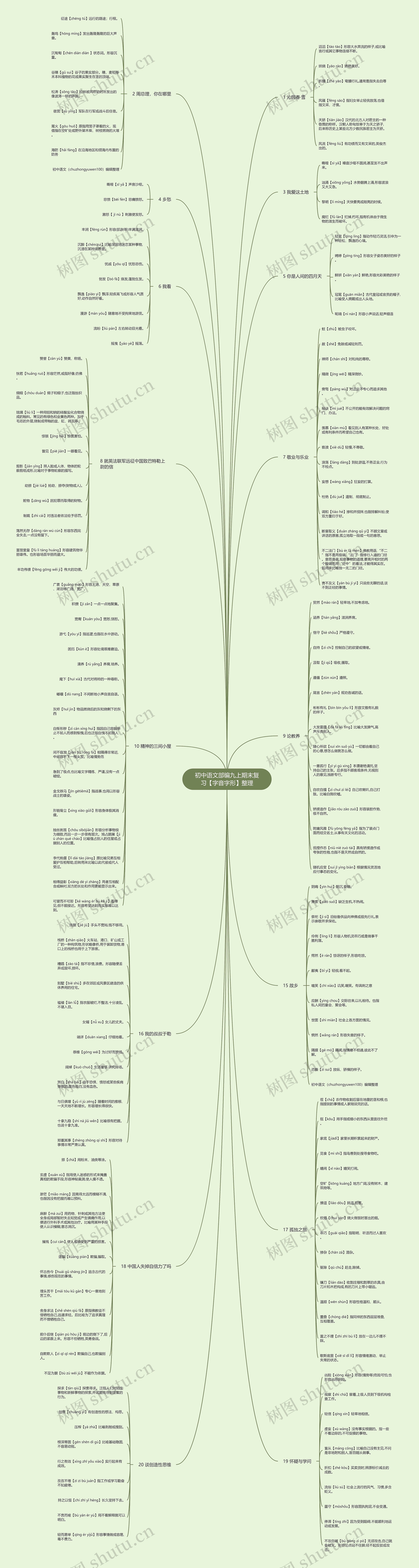 初中语文部编九上期末复习【字音字形】整理思维导图