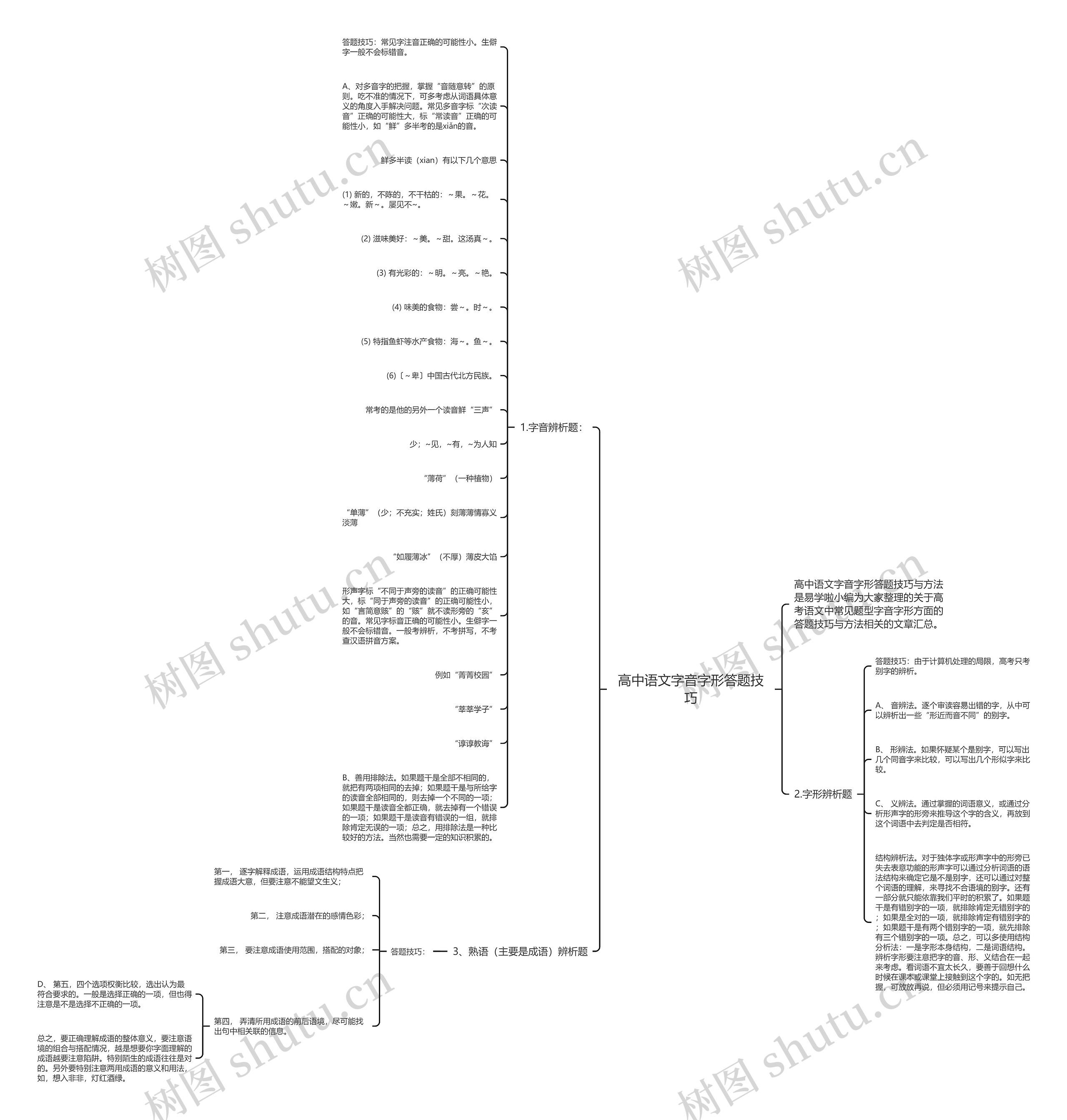 高中语文字音字形答题技巧思维导图