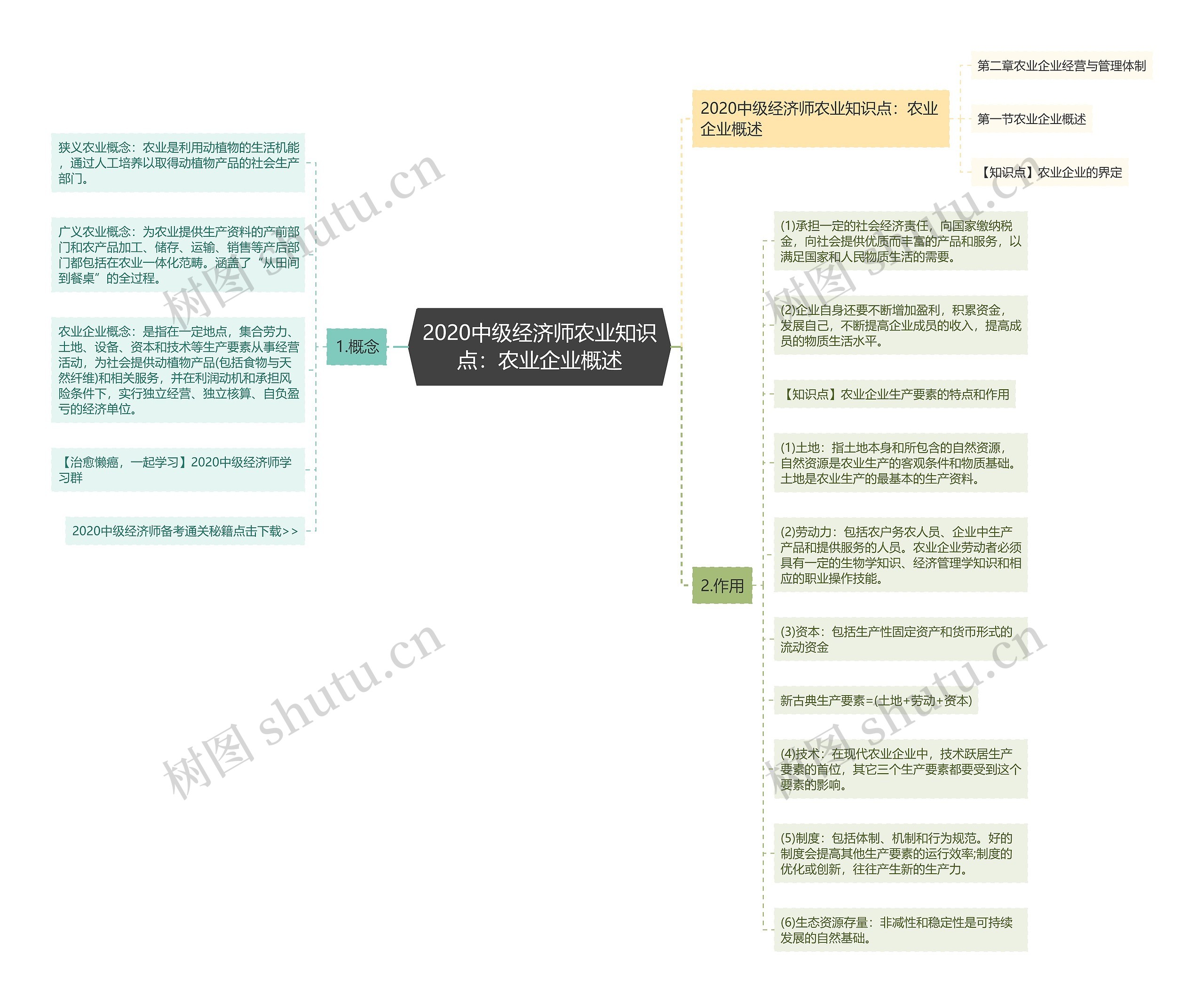 2020中级经济师农业知识点：农业企业概述思维导图