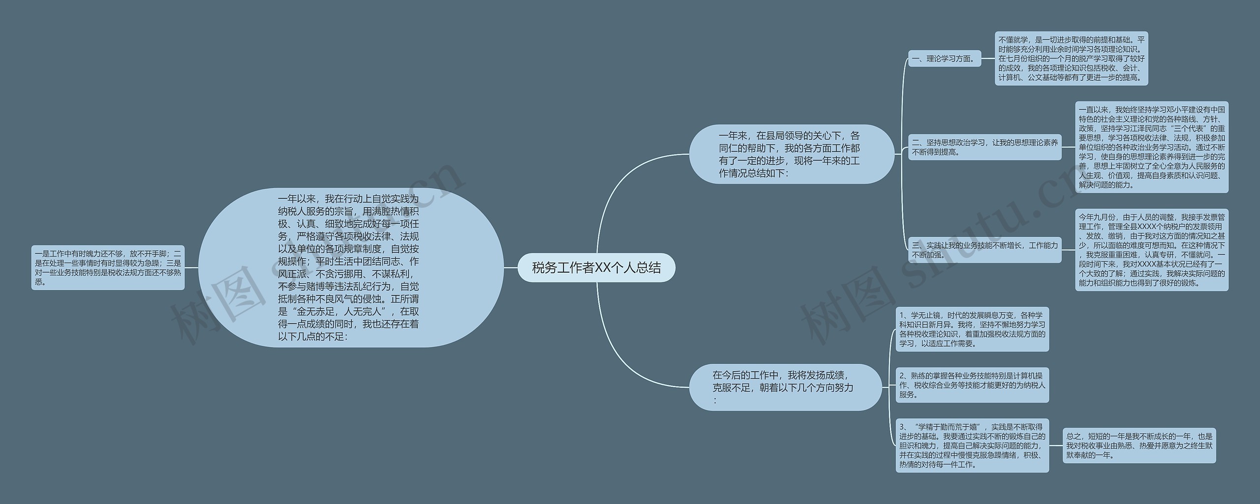 税务工作者XX个人总结思维导图