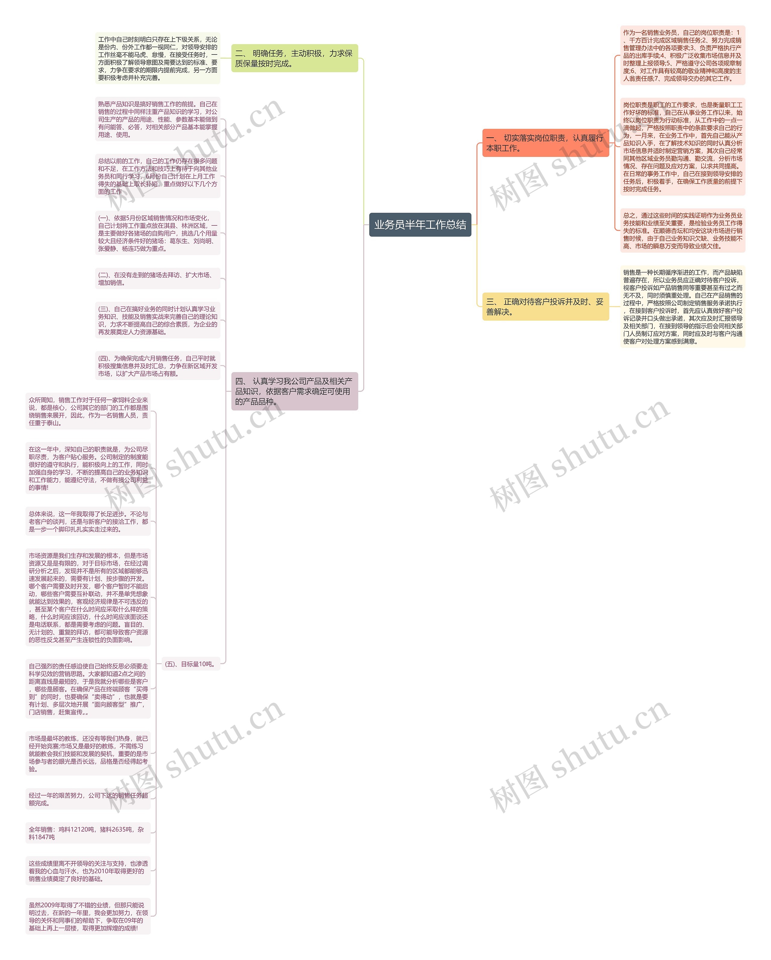 业务员半年工作总结思维导图