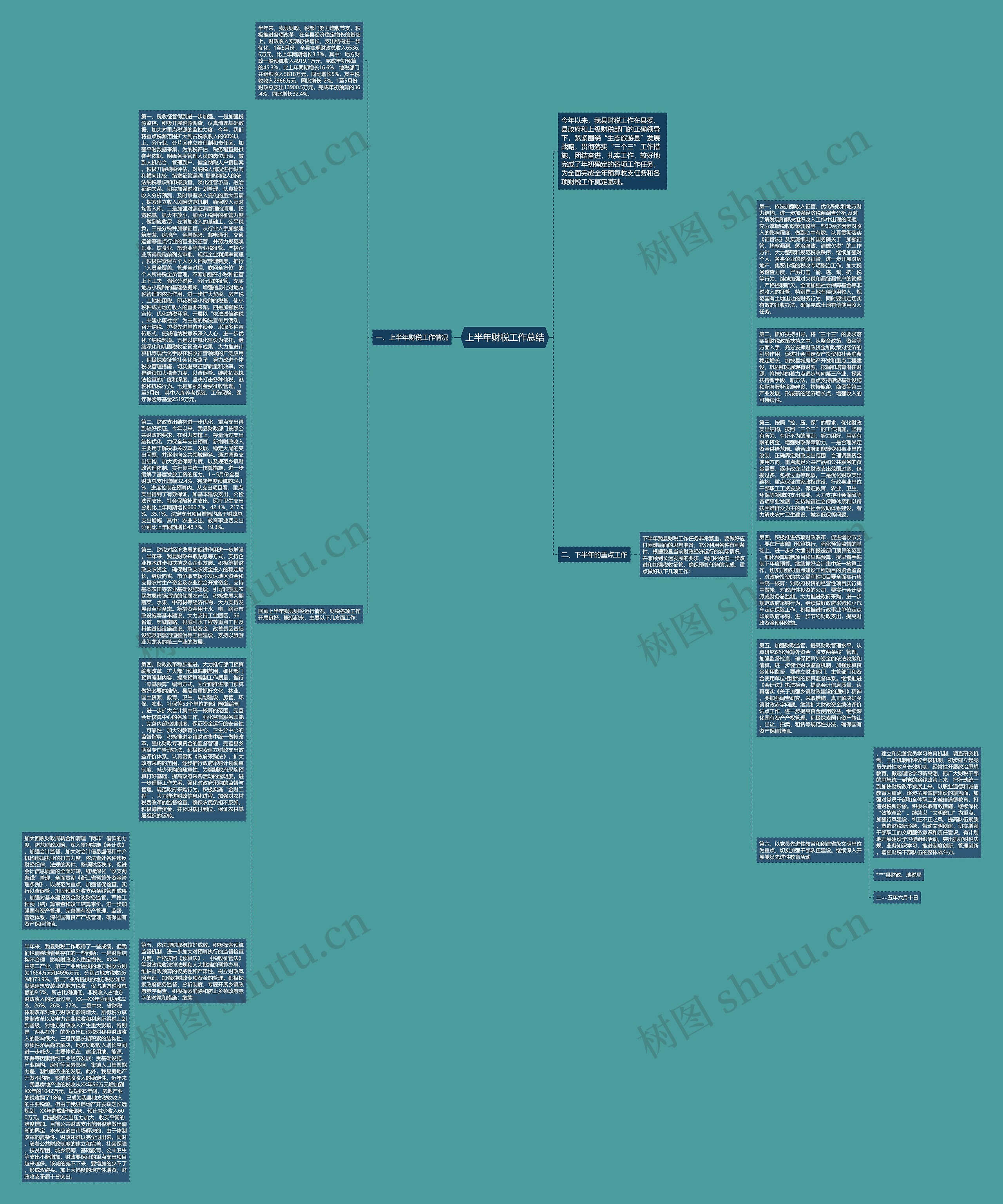 上半年财税工作总结思维导图