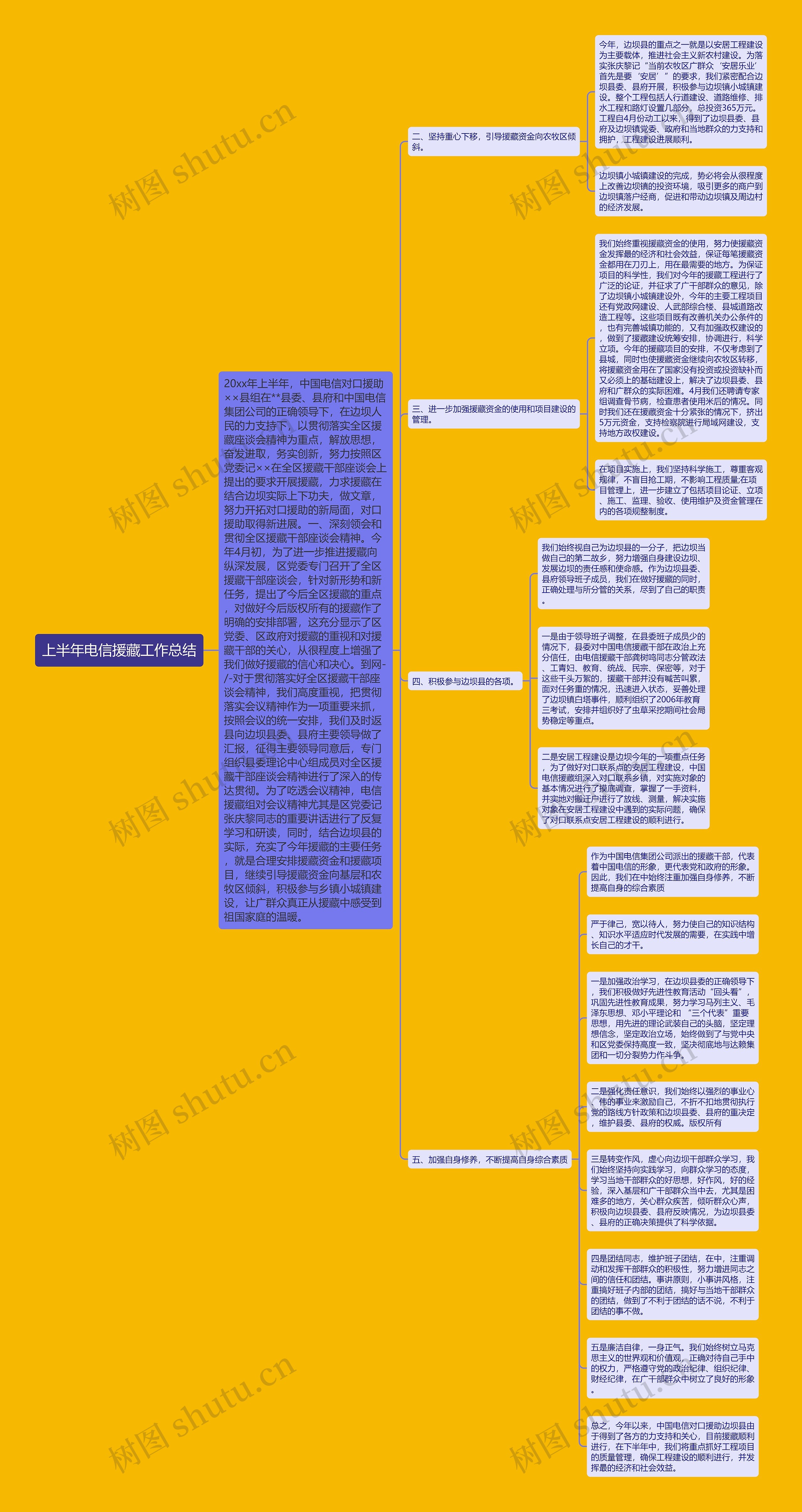 上半年电信援藏工作总结思维导图