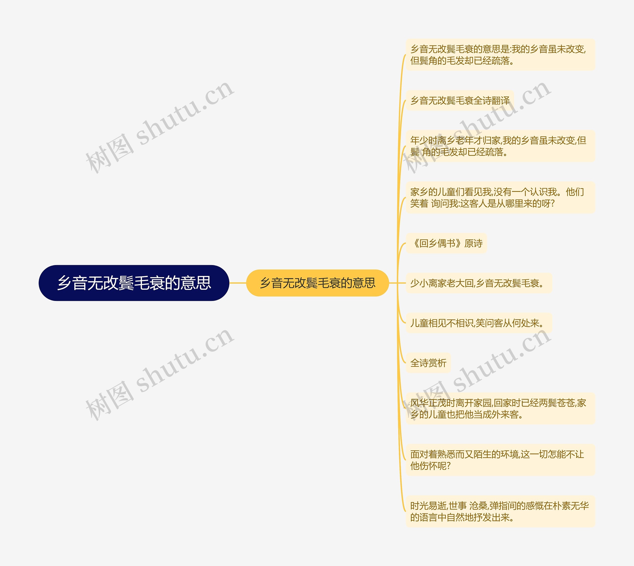 乡音无改鬓毛衰的意思思维导图