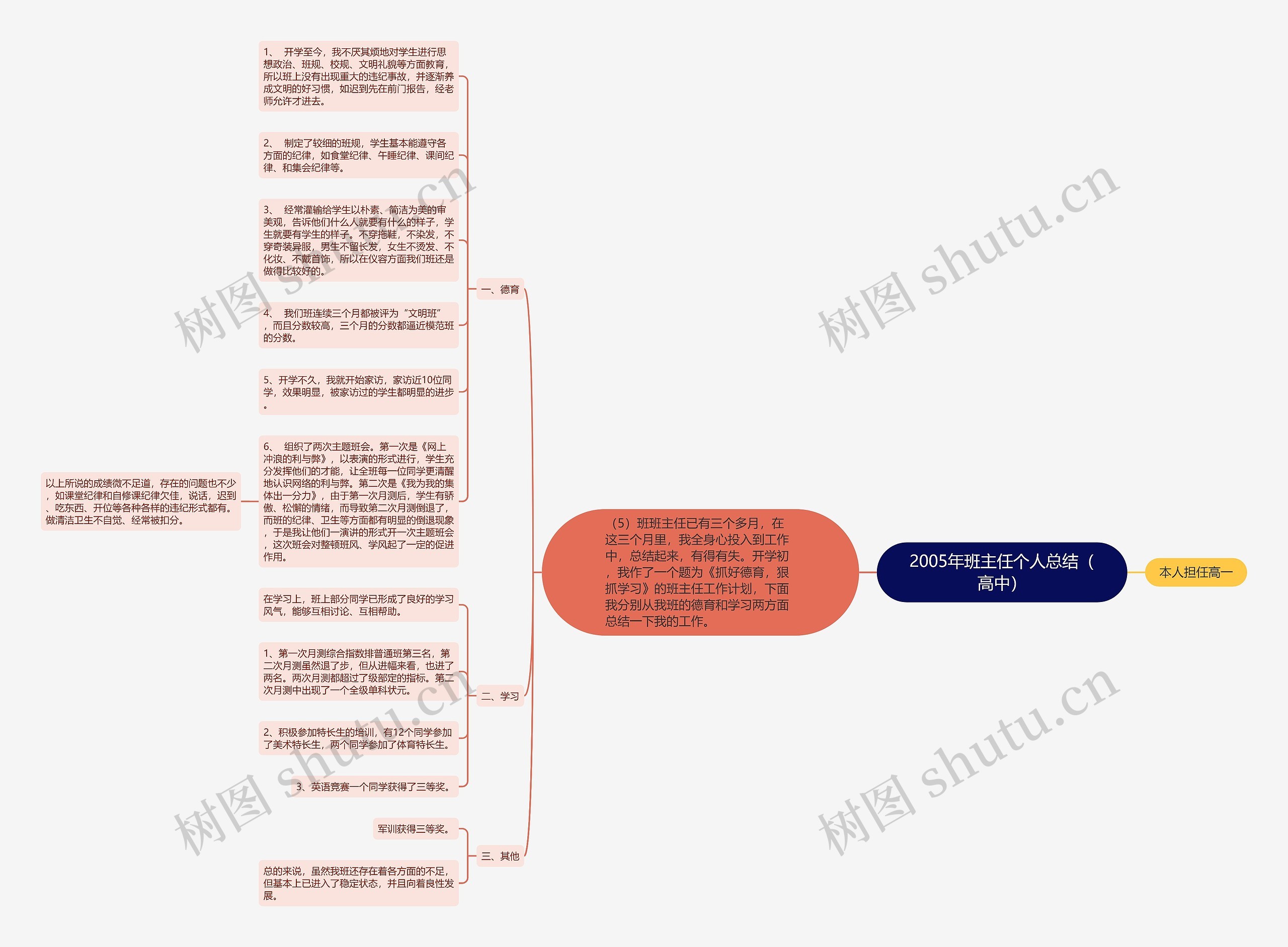 2005年班主任个人总结（高中）思维导图