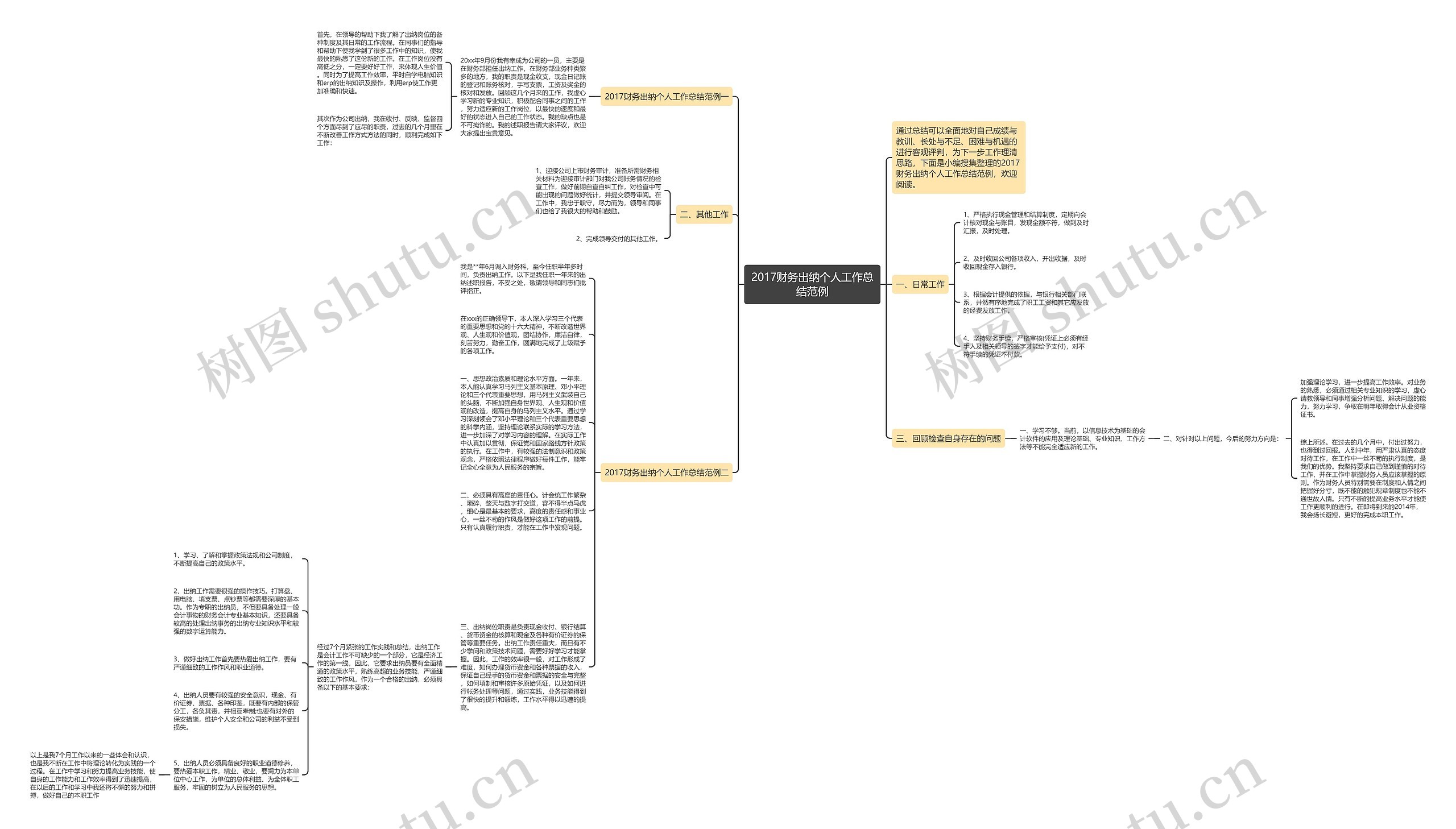 2017财务出纳个人工作总结范例思维导图