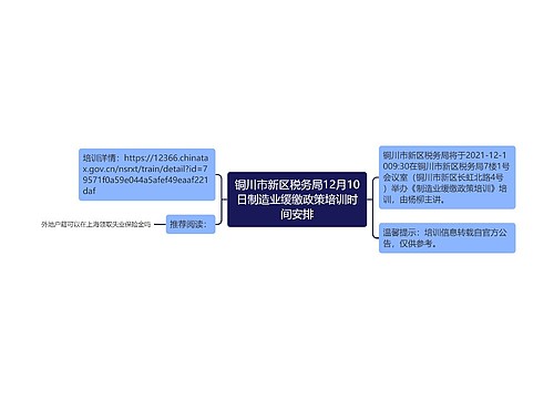 铜川市新区税务局12月10日制造业缓缴政策培训时间安排