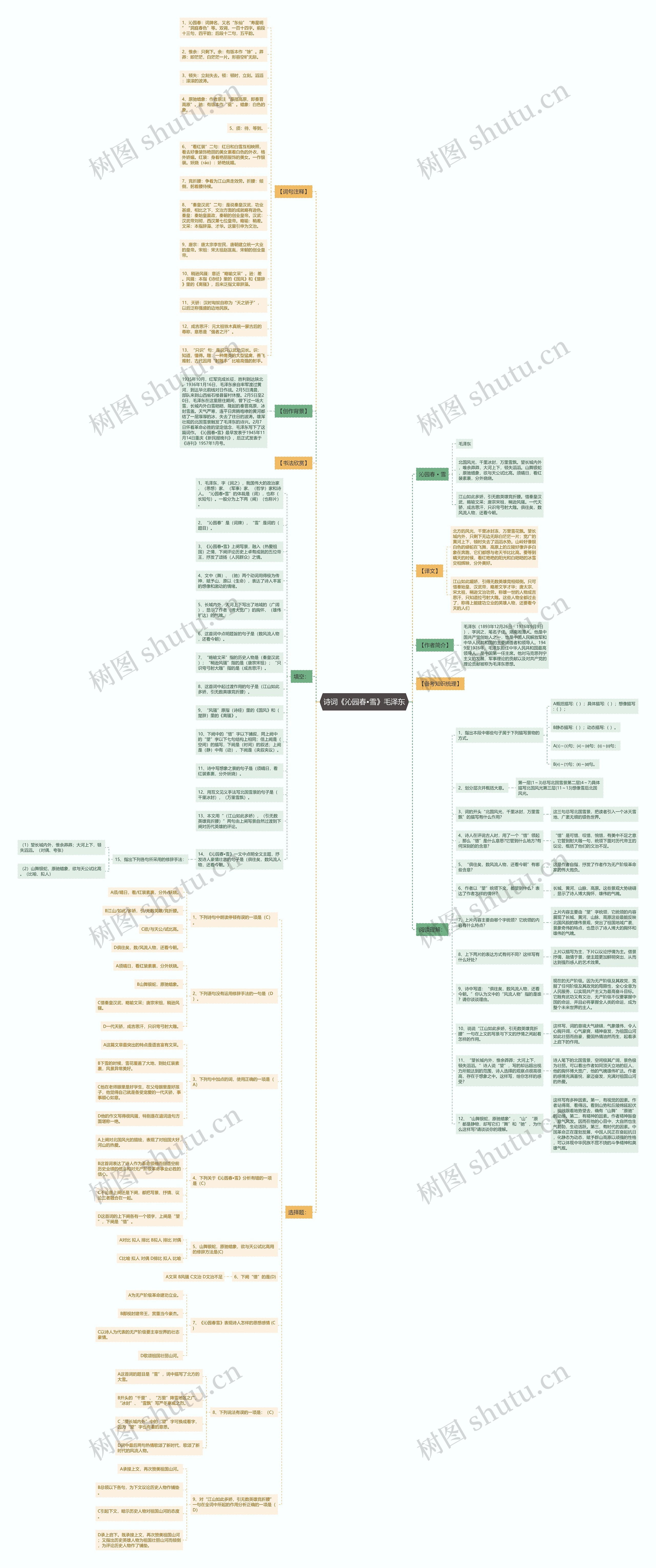 诗词《沁园春•雪》毛泽东思维导图