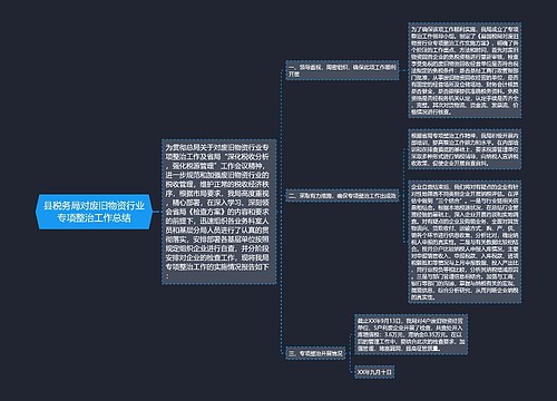 县税务局对废旧物资行业专项整治工作总结思维导图