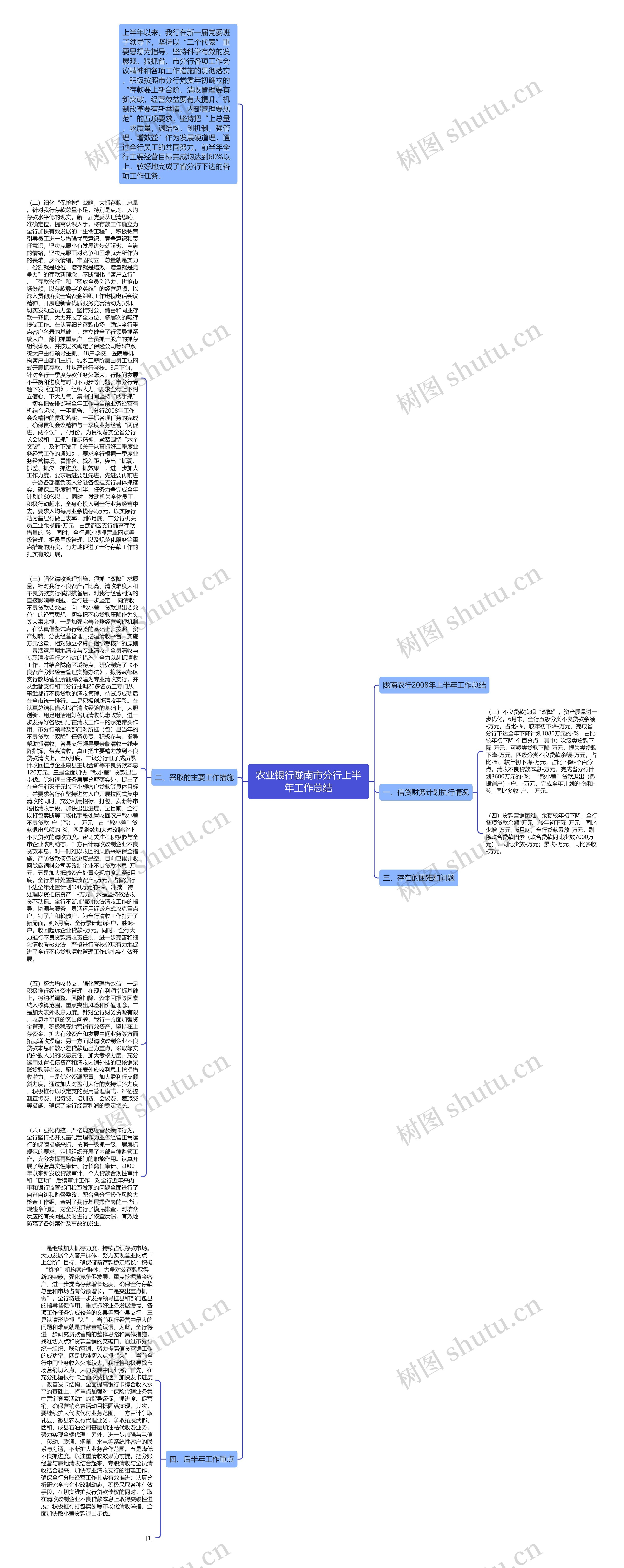 农业银行陇南市分行上半年工作总结思维导图