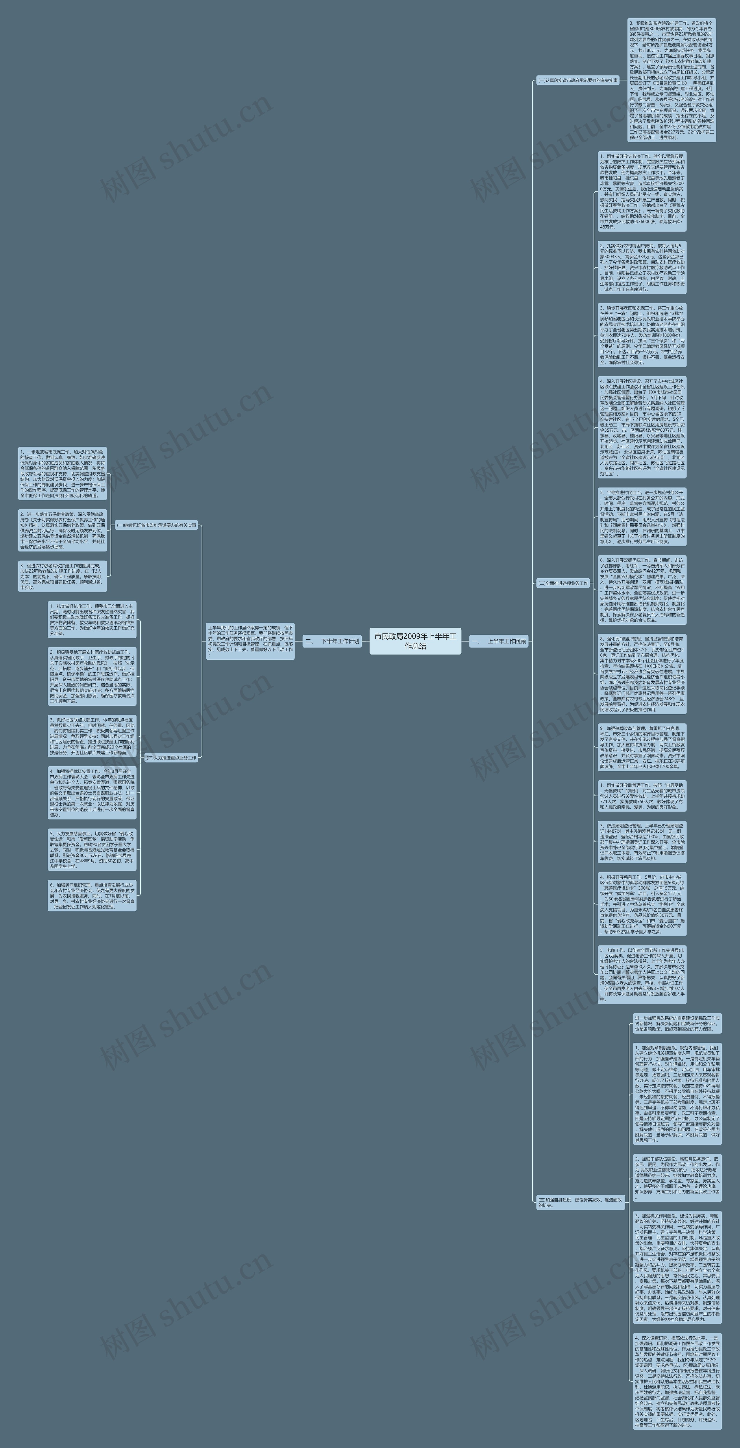 市民政局2009年上半年工作总结思维导图