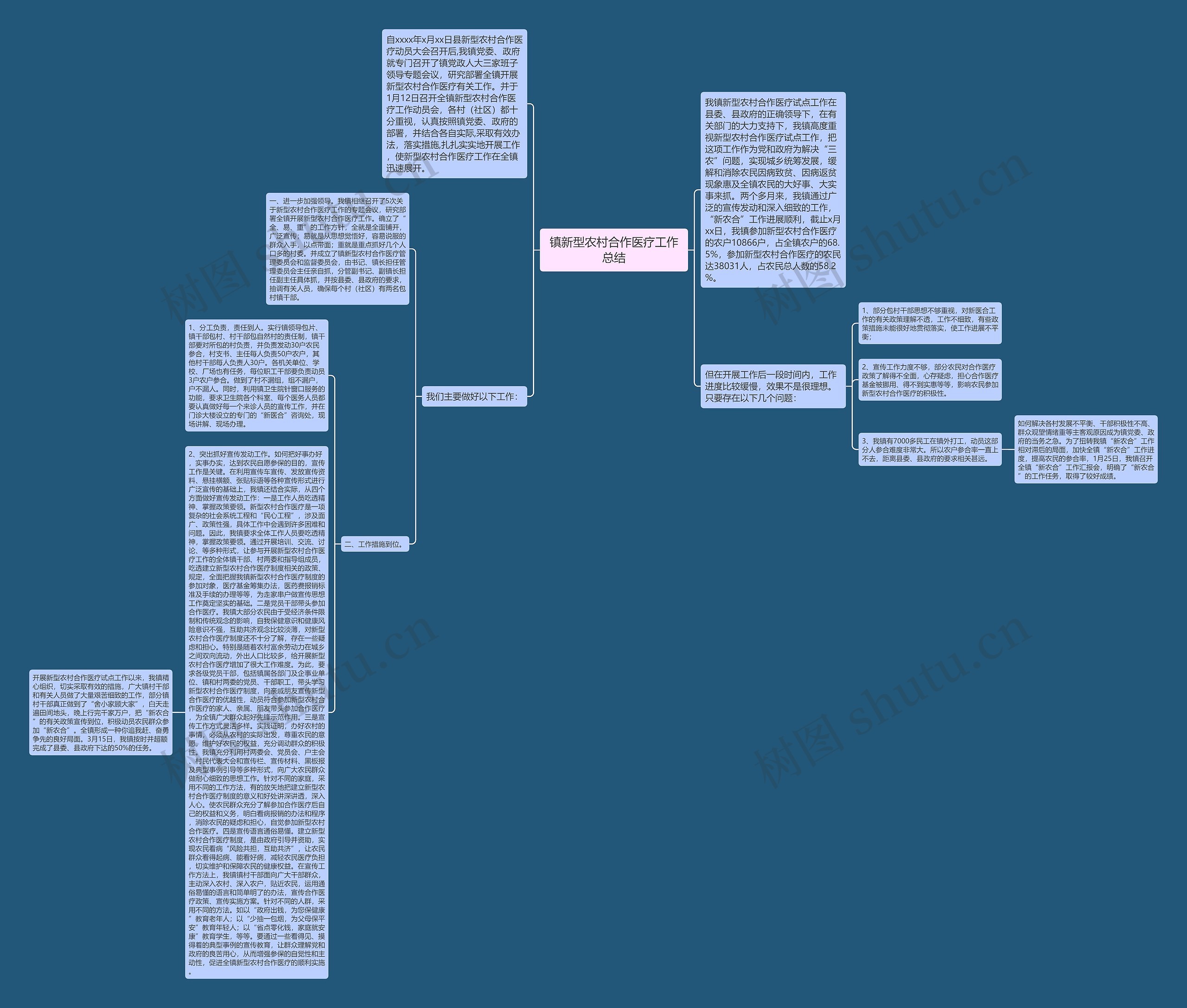 镇新型农村合作医疗工作总结思维导图